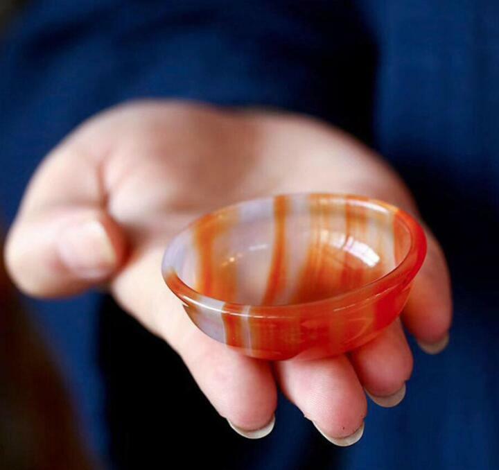 Chinese Antique Natural Carnelian Red Agate Jade Bowl Tea Cup Kung Fu Tea Bowl