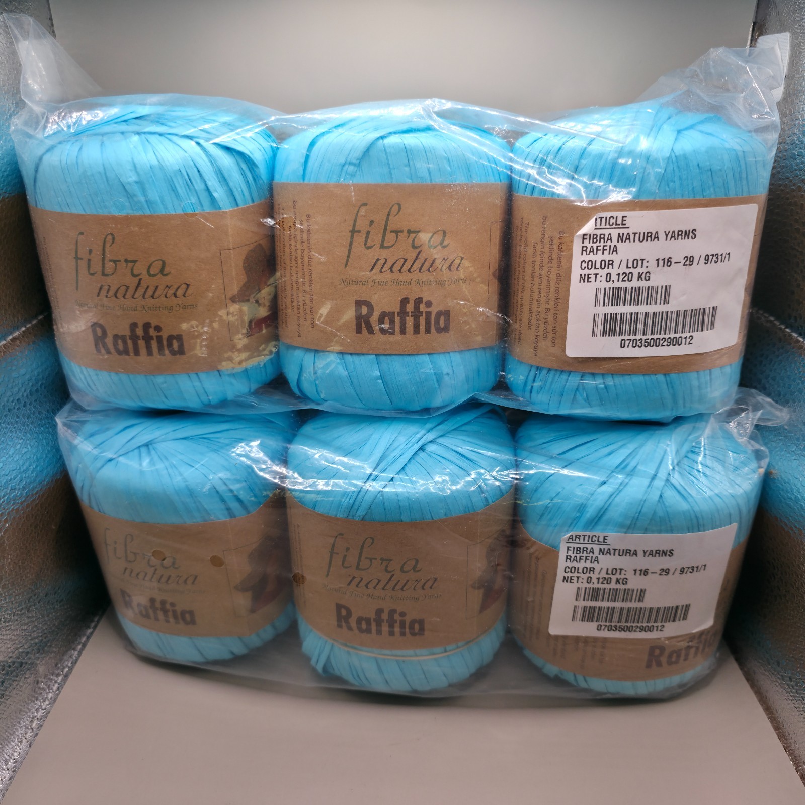 Lot of 6 Skeins Fibra Natura Raffia 40g (viscose)
