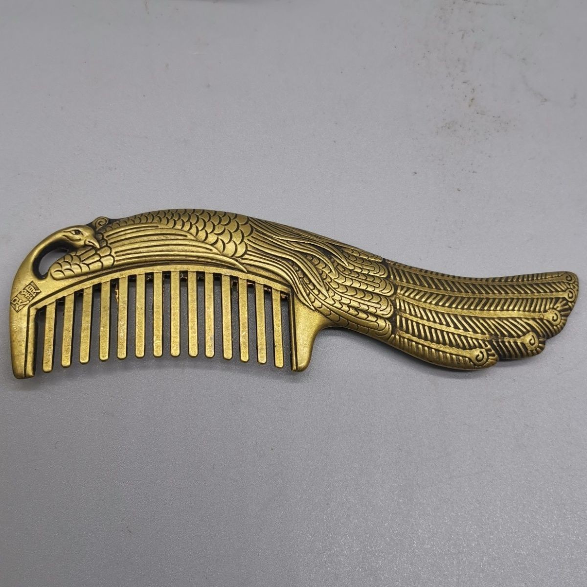 Vintage Brass Peacock Comb Handmade Copper Alloy Hair Care Styling Comb