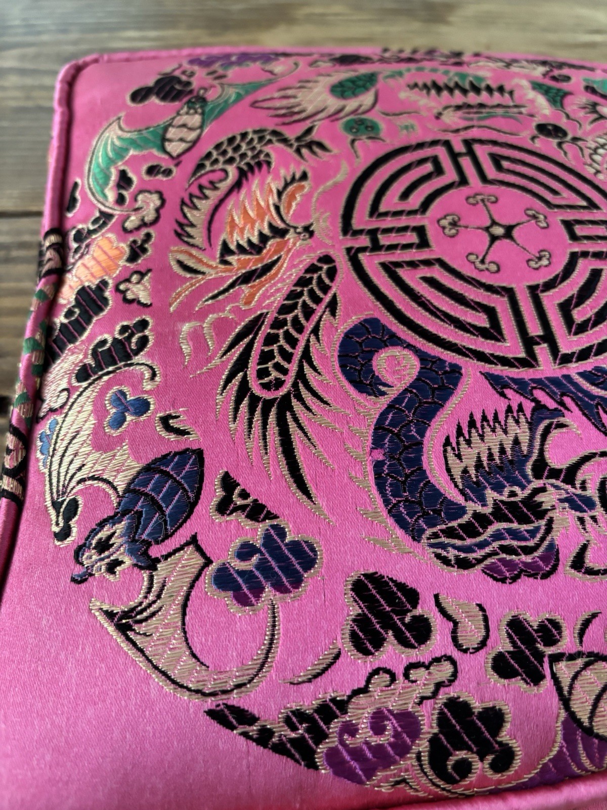 Vintage Oriental Chinese Decor Metallic Embroidered Silk Throw Pillow Lot