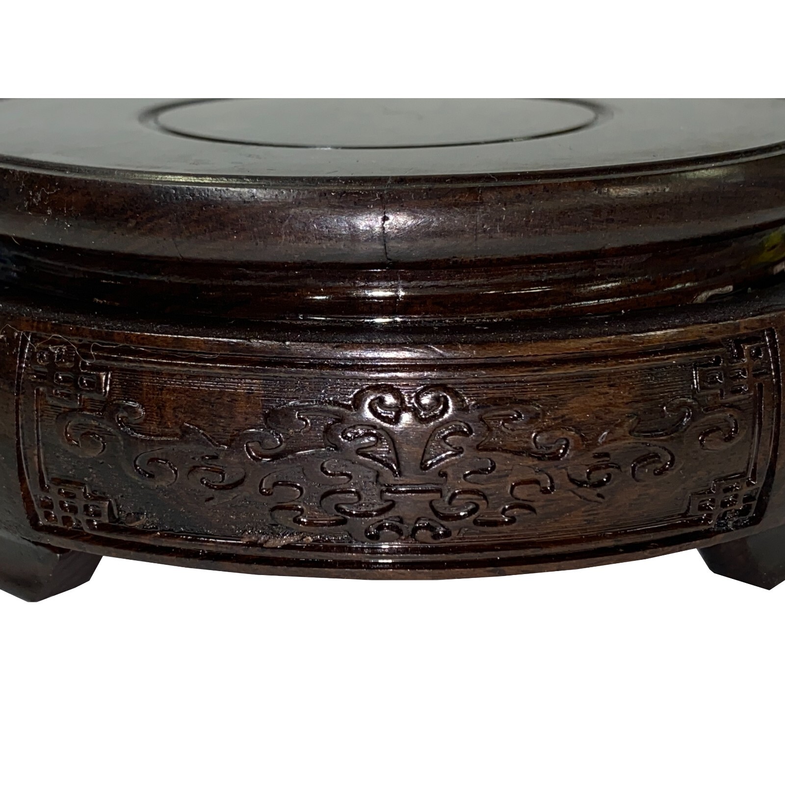 3.75″ Oriental Motif Brown Wood Round Table Top Stand Riser ws2894B