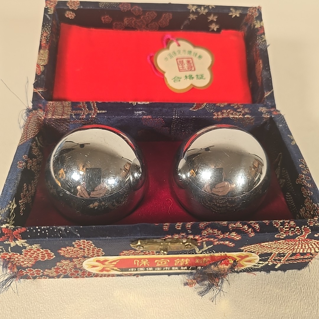 Chinese BaoDing Iron Balls w/ Musical Chimes Unpainted Stainless Steel