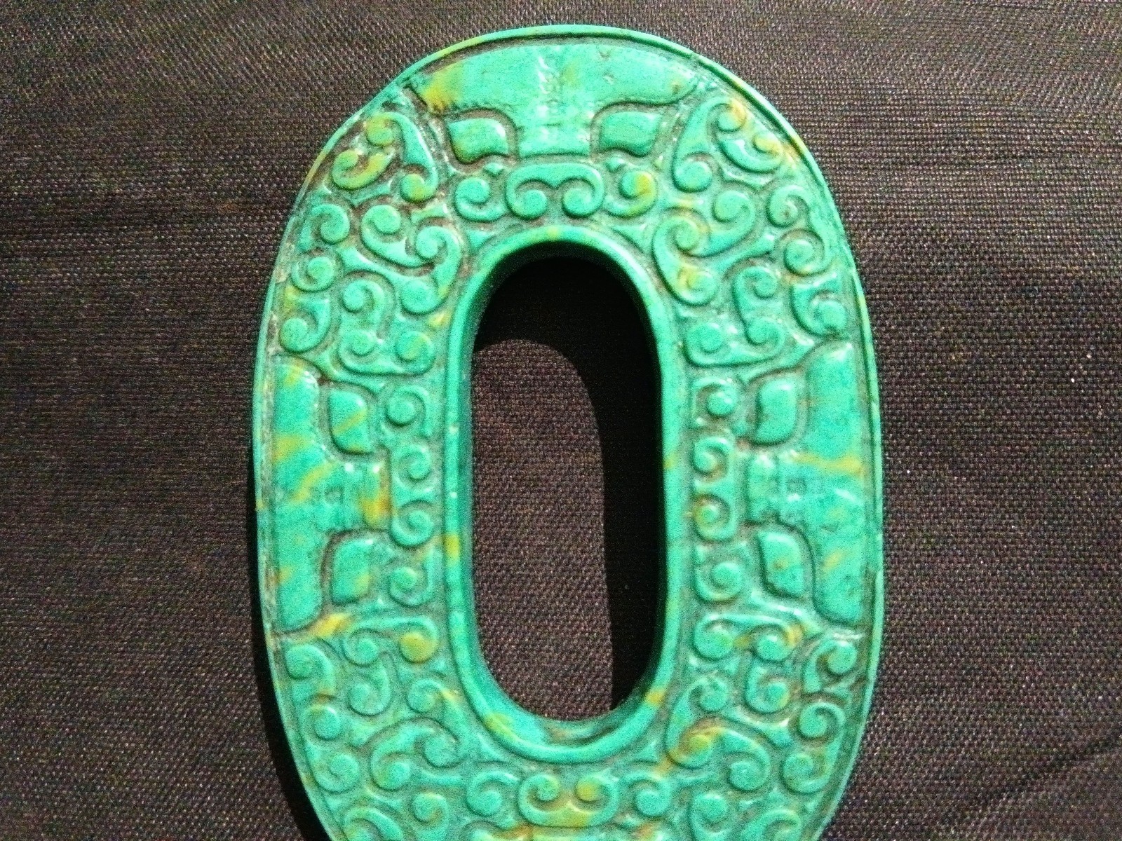 Good Quality Chinese Old Turquoise Hand Carved Bi 2Faces Pendant