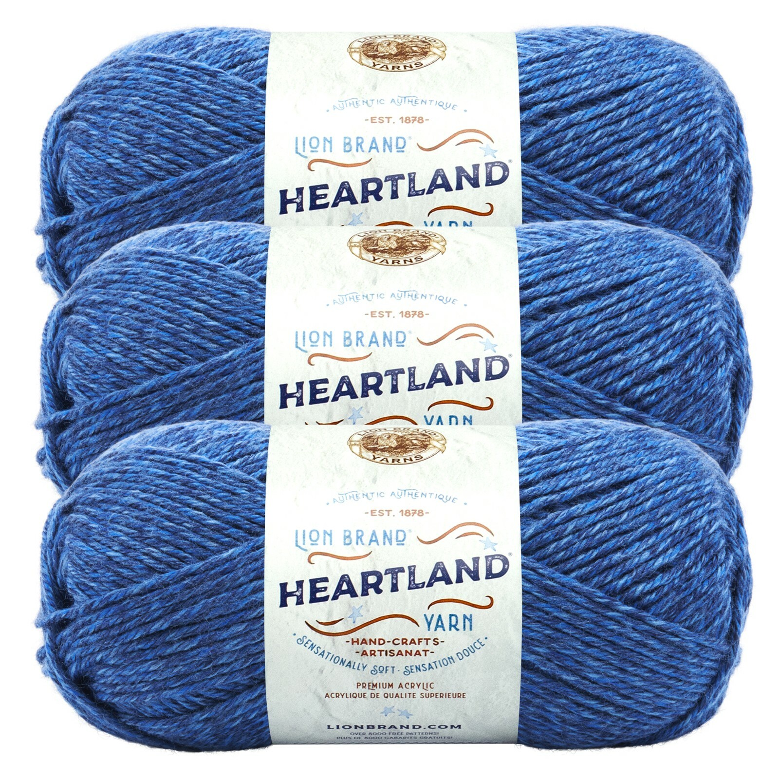(3 Pack) Lion Brand Yarn 136-109L Heartland Yarn, Olympic