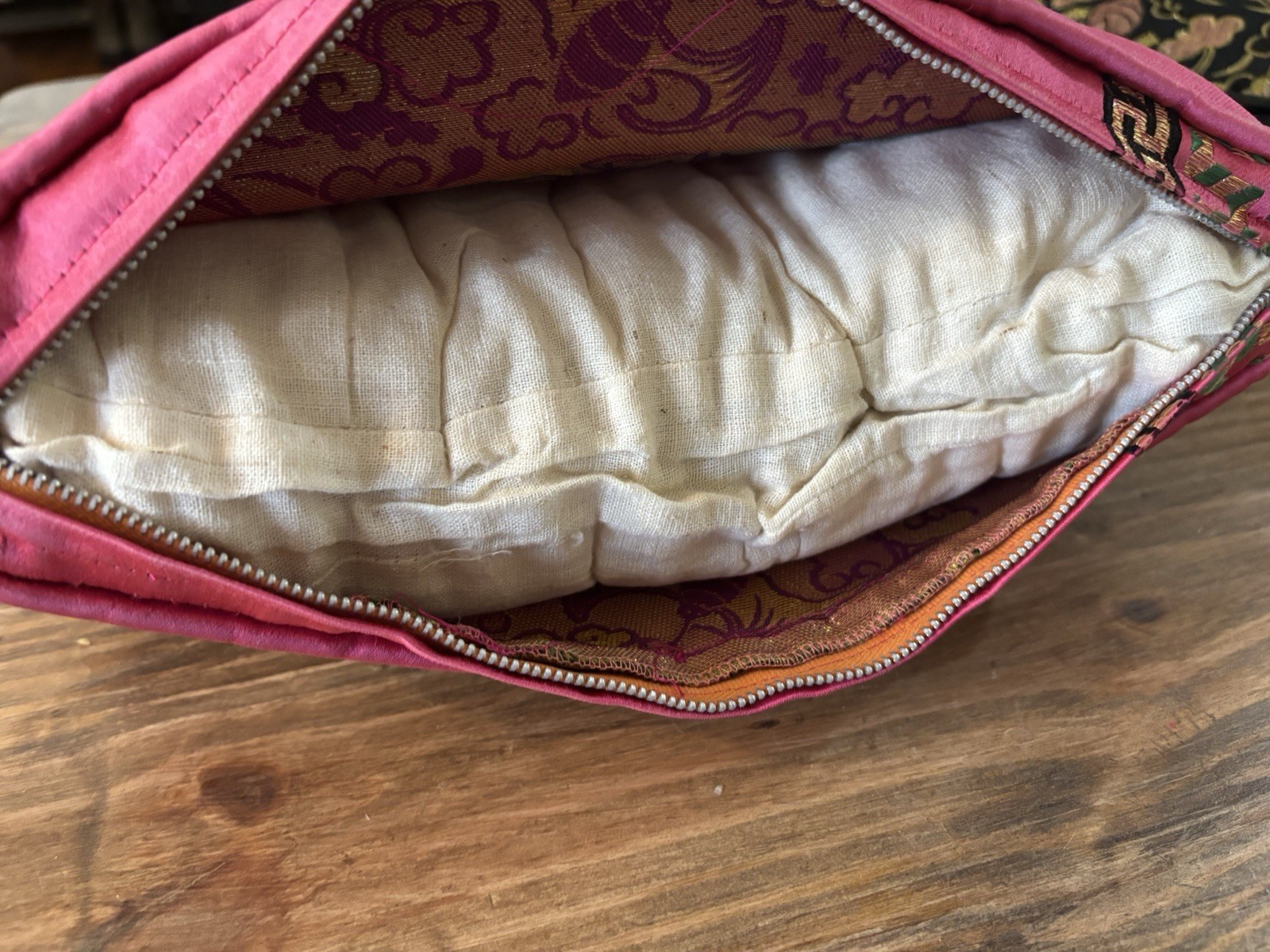 Vintage Oriental Chinese Decor Metallic Embroidered Silk Throw Pillow Lot