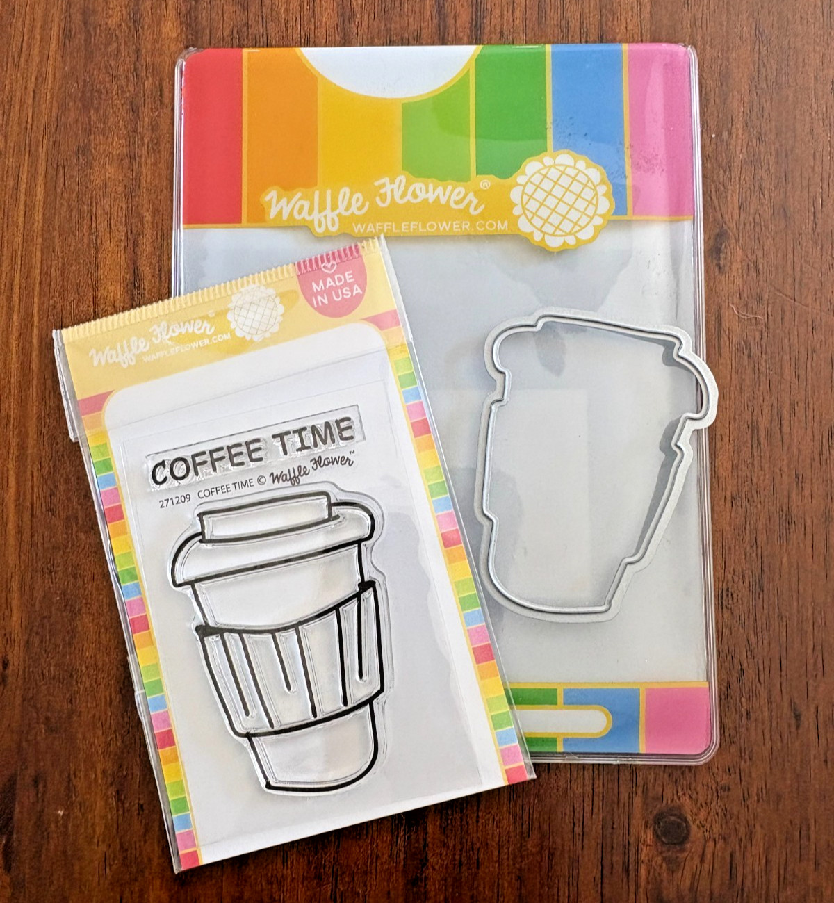 Waffle Flower Coffee Time Mini Stamp & Matching Die Set New Bundle Unused