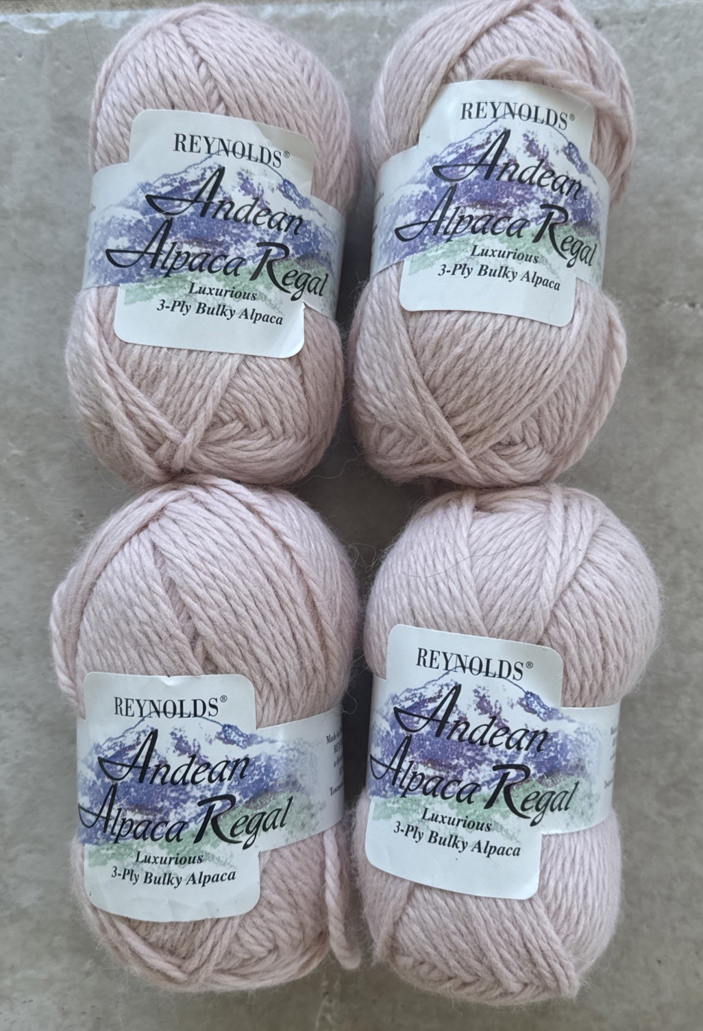 Lot:4 Skeins Reynolds Andean Alpaca Regal 3 Ply Bulky 110 Yds, 3.5 Oz ea, Pink