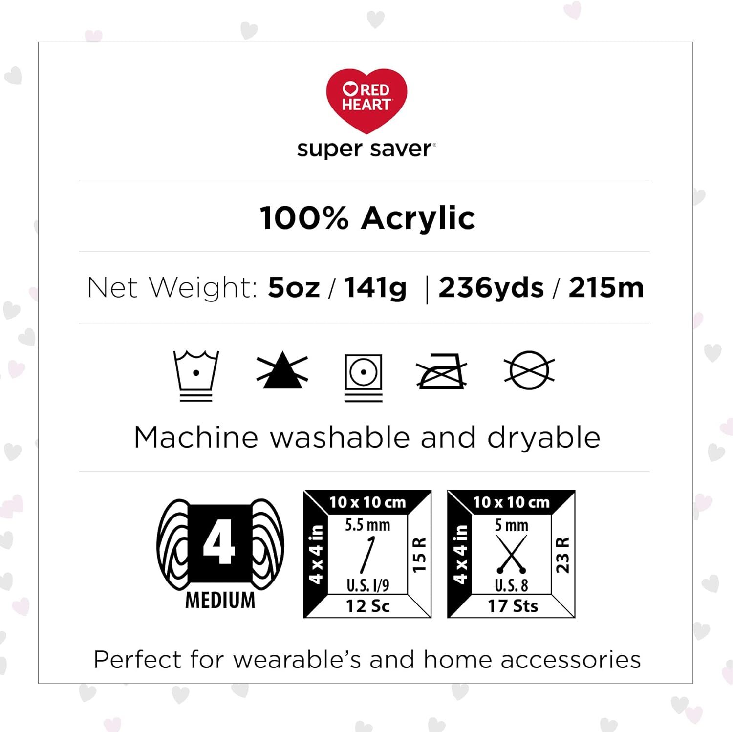 Red Heart Super Saver – 3 Pack of 198g/7oz – Acrylic – Knitting/Crochet
