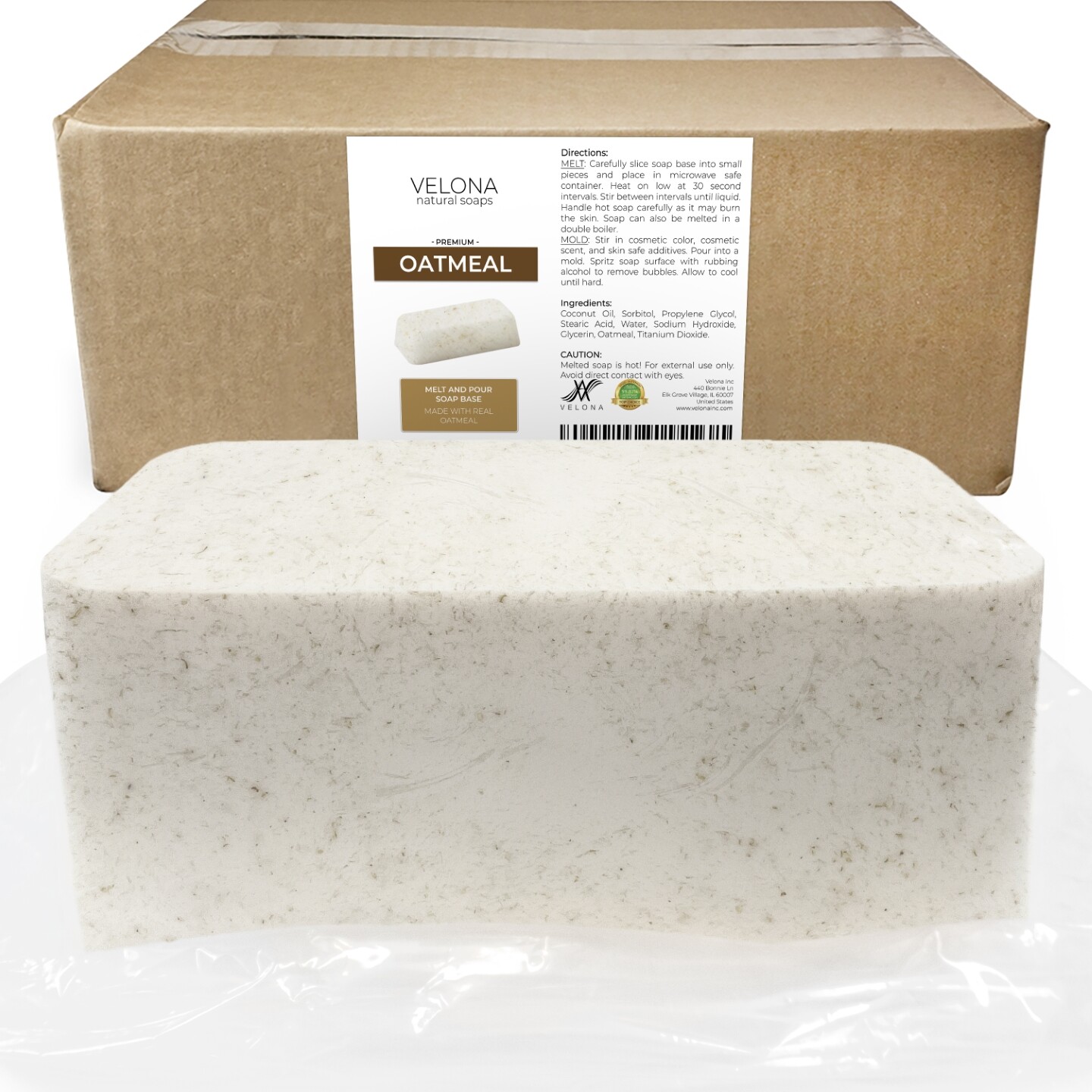 2,4,5,10,25 LB – Oatmeal Soap Base by Velona | SLS/SLES free | Melt and Pour
