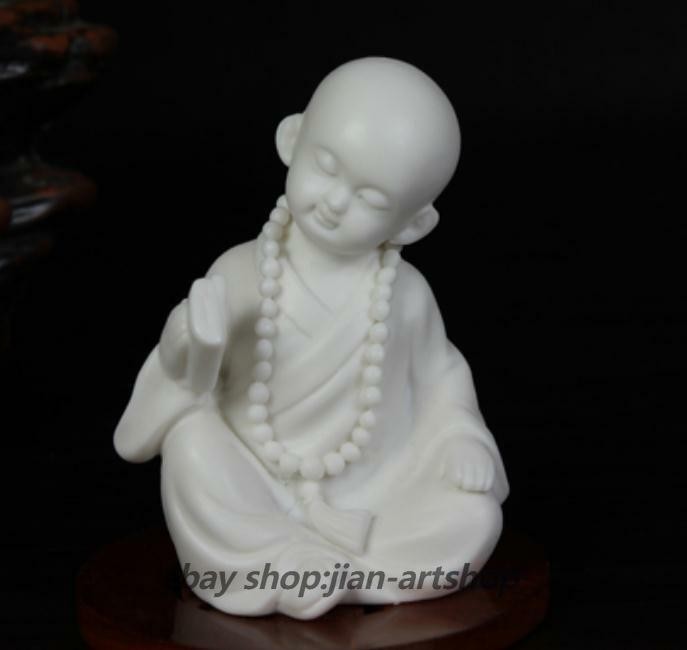 3.6″ Chinese White Porcelain Ceramics Read A Book Little Monk Figurine Statue