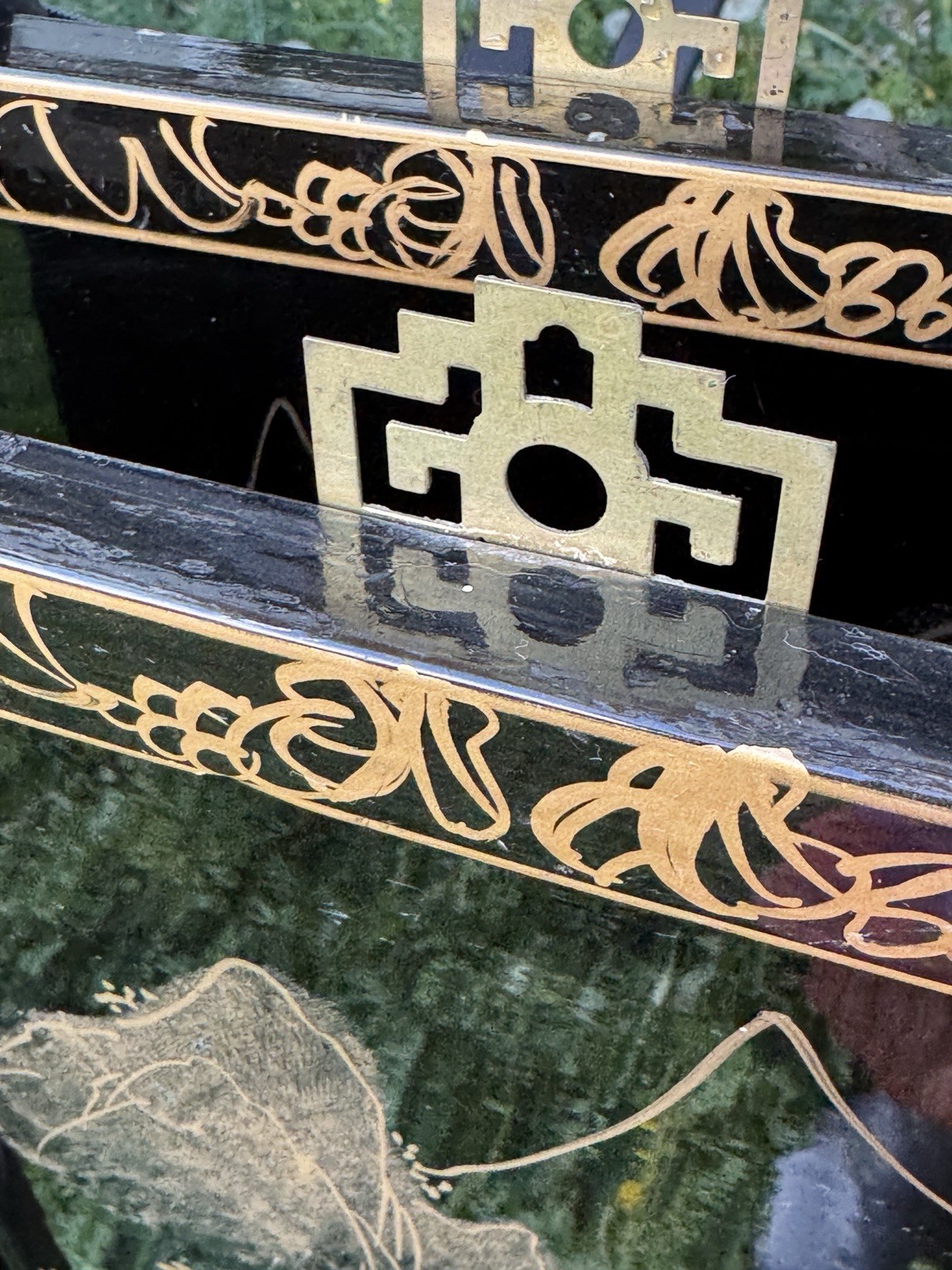 4 Vintage MCM Chinese Mother Of Pearl And Black Lacquer Panels 36 X 12