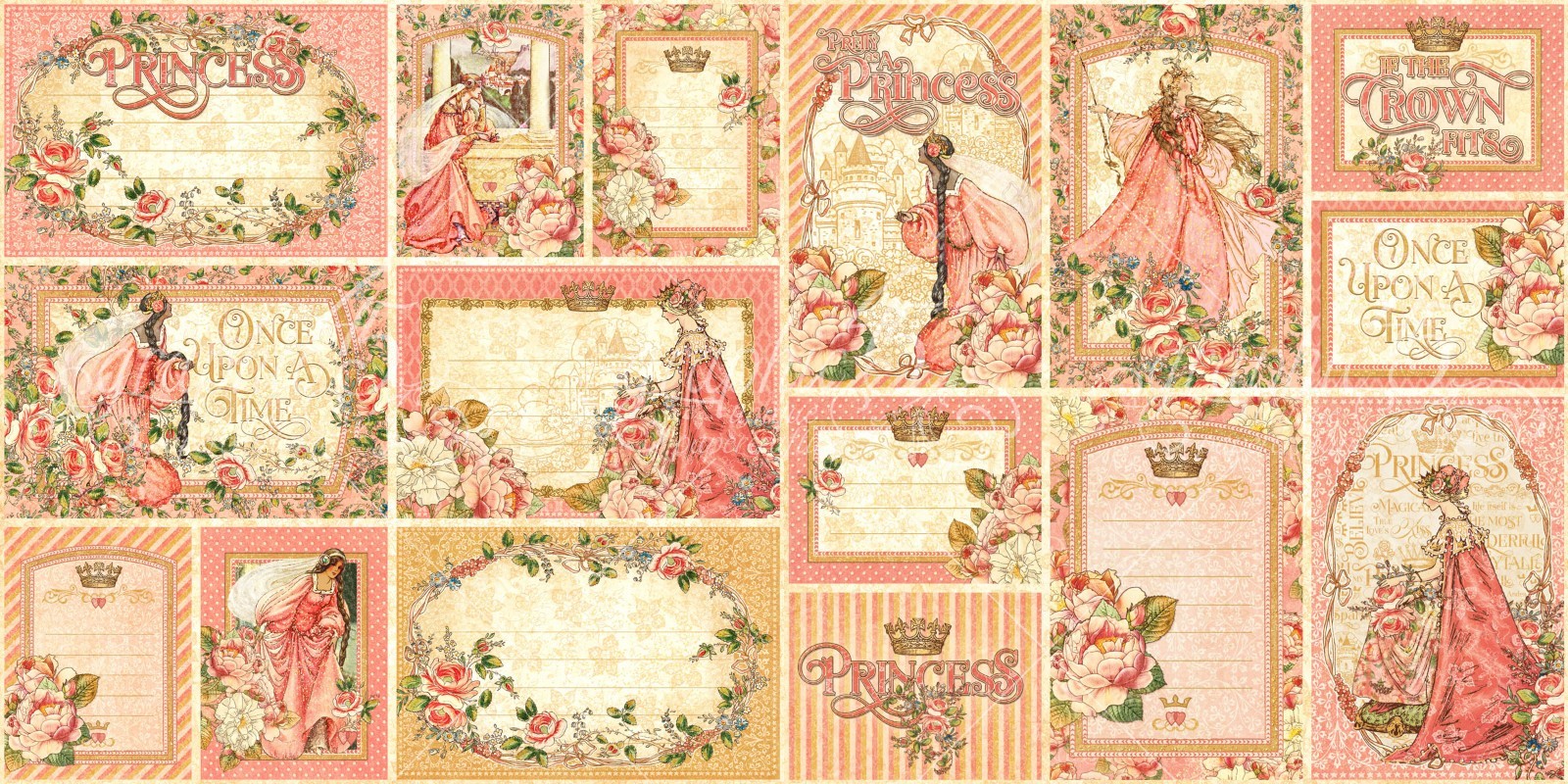 GRAPHIC 45 PRINCESS COMPLETE COLLECTION ~ PRECIOUS PINKS CROWNS GOLD