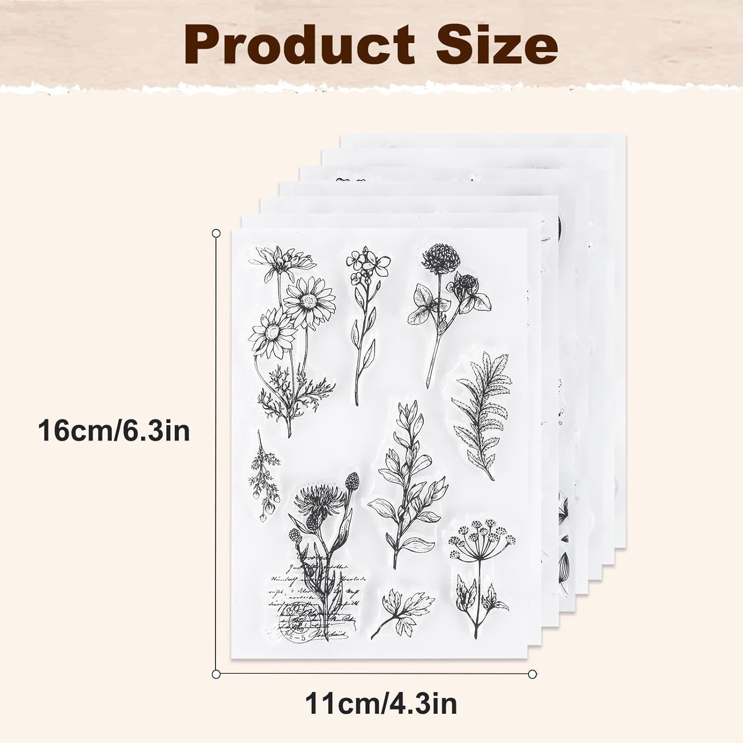 Silicone Flower Stamp Set – 8 Sheets Vintage Plants
