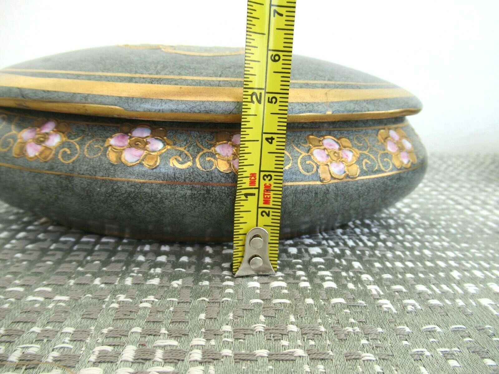 VTG Ceramic hand painted Toyo Set 2 pieces Trinket Dish and Oval Container w/Lid