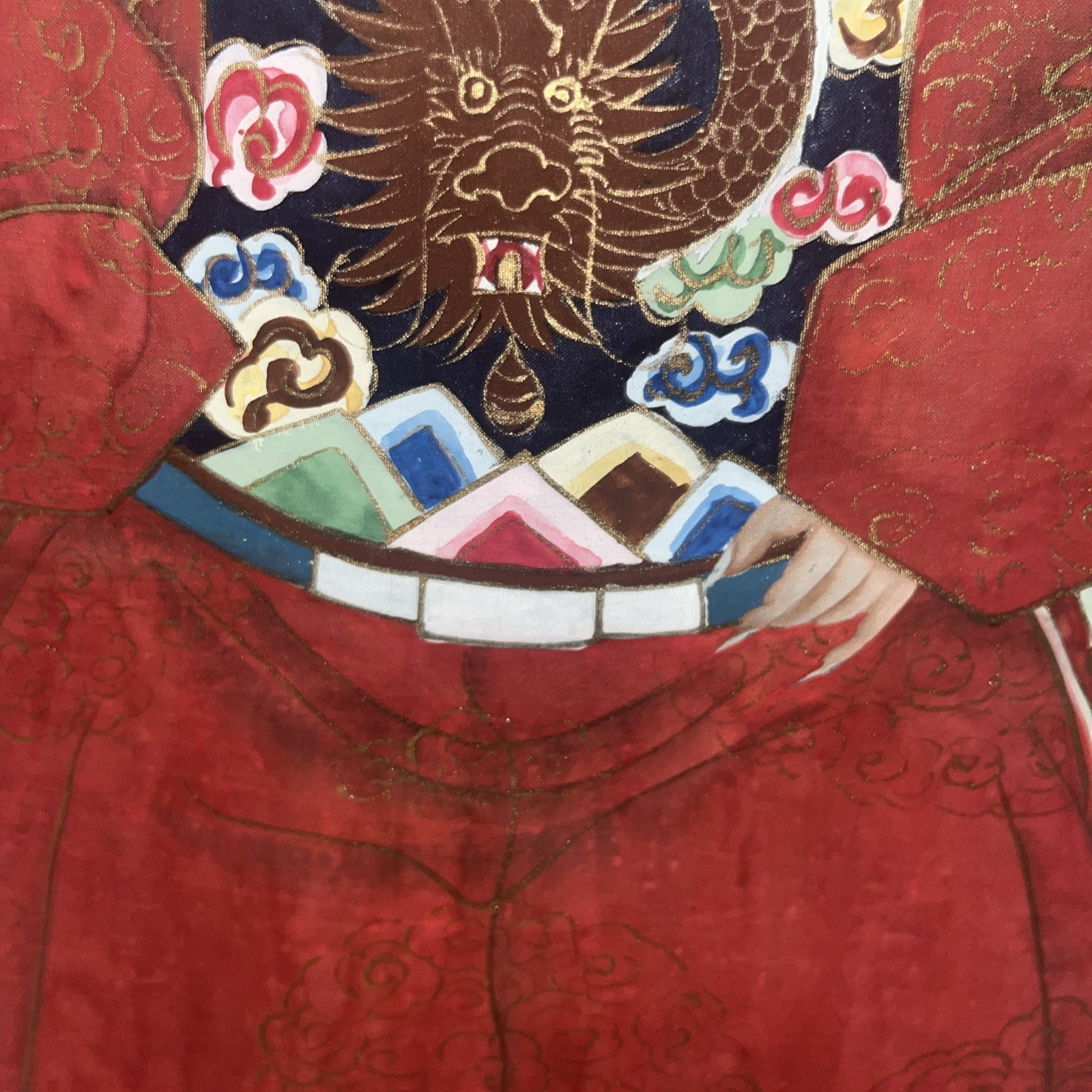 Elegant Mid-Century Chinese Ancestor Portrait Scrolls-Hand Painted Vintage Pair