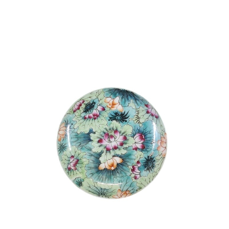 5.3″ Chinese Famille Rose Porcelain Lotus Flower Pool Leaf Plate