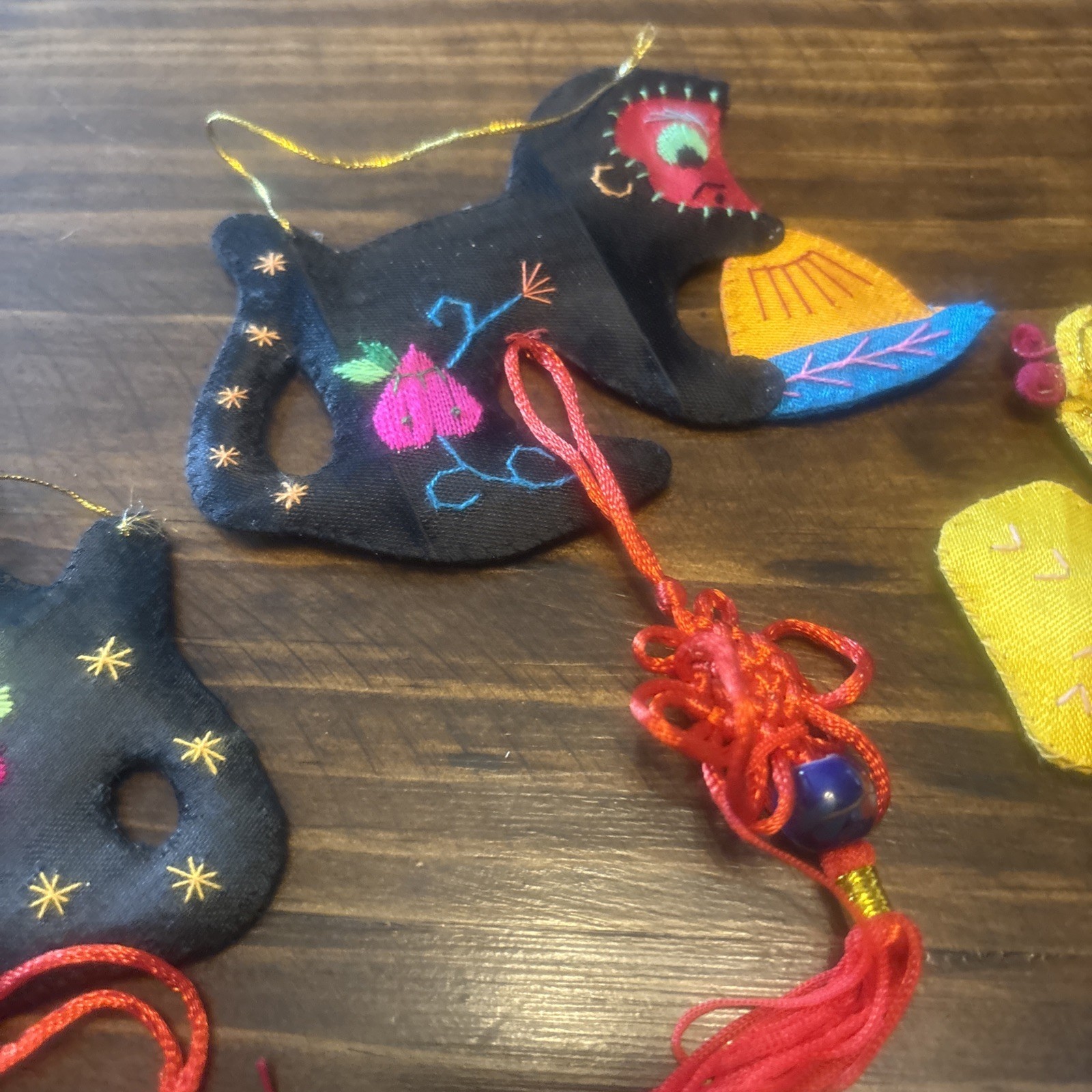 12 Handmade Chinese Embroidered Silk Animal Ornaments