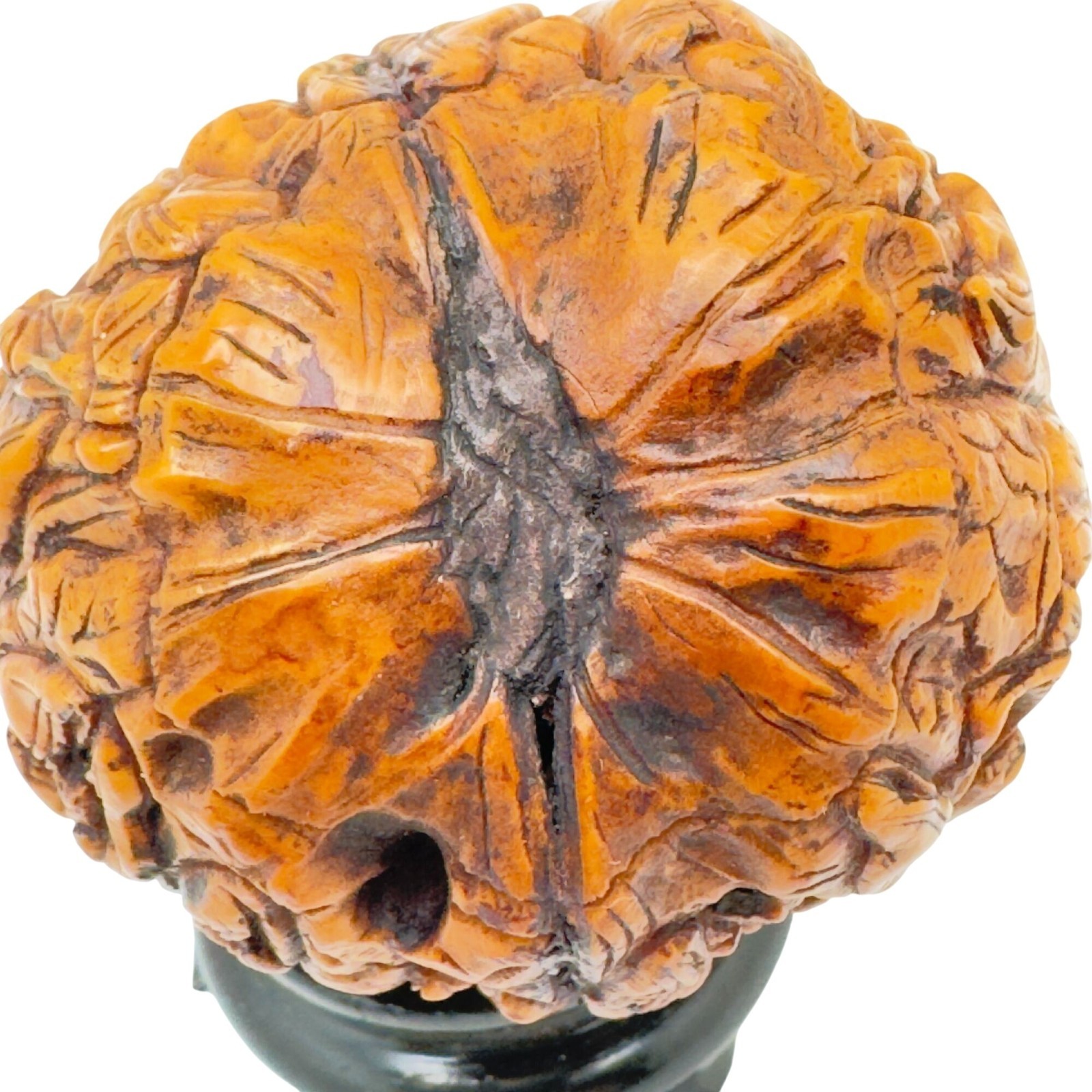 1000 Faces Walnut Carved Wooden Pedestal Stand Base Antique Hand Carved #3