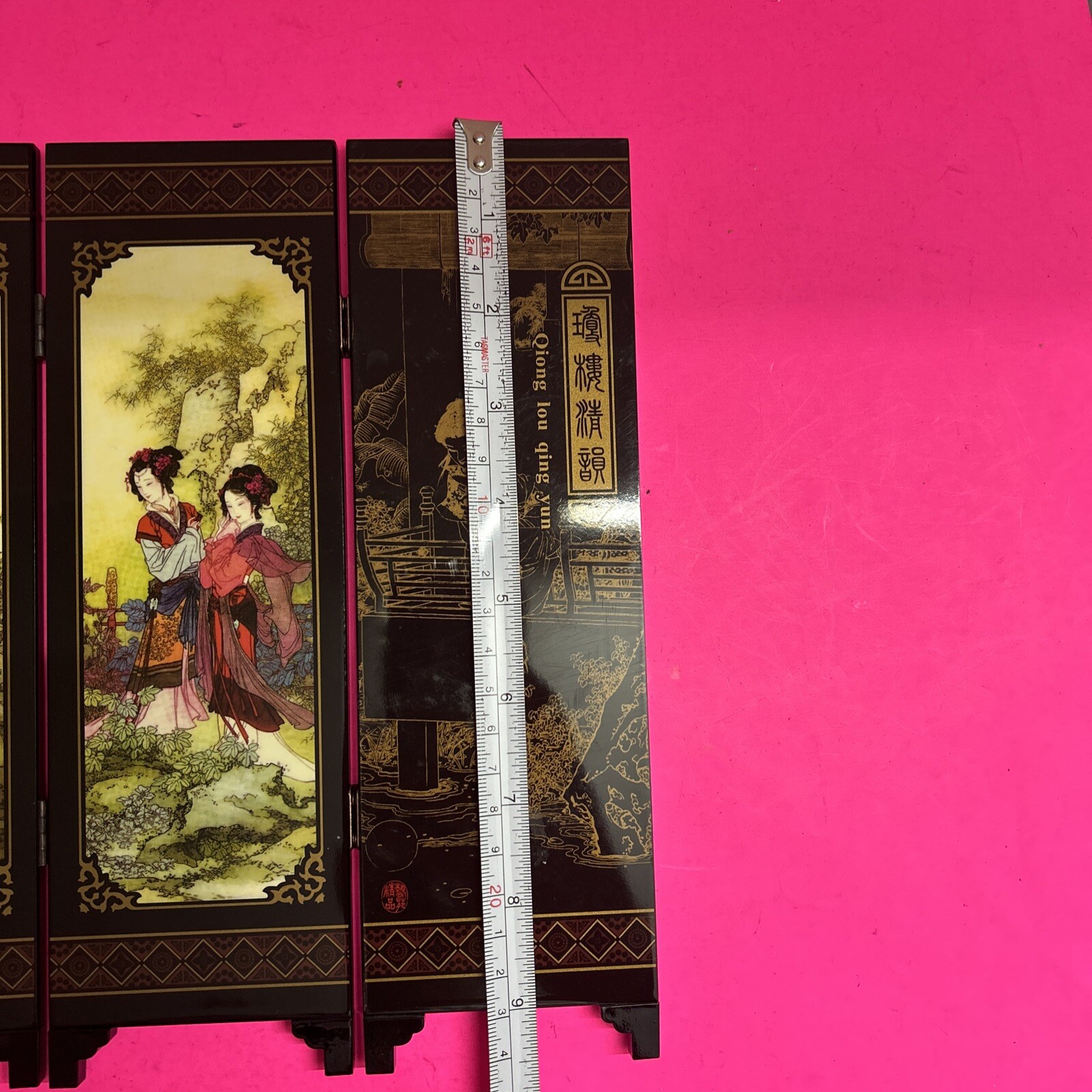Chinese Table Top 6 Panel Folding Screen Decor Mini screens-Qiong Lou Qing Yun