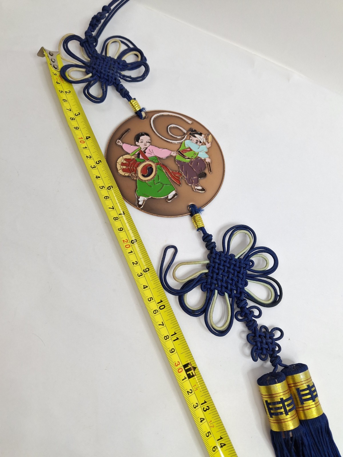Vtg Trad Korean Lucky Knots Wall Hanging Decor Silk Tassels Colorful Dancers