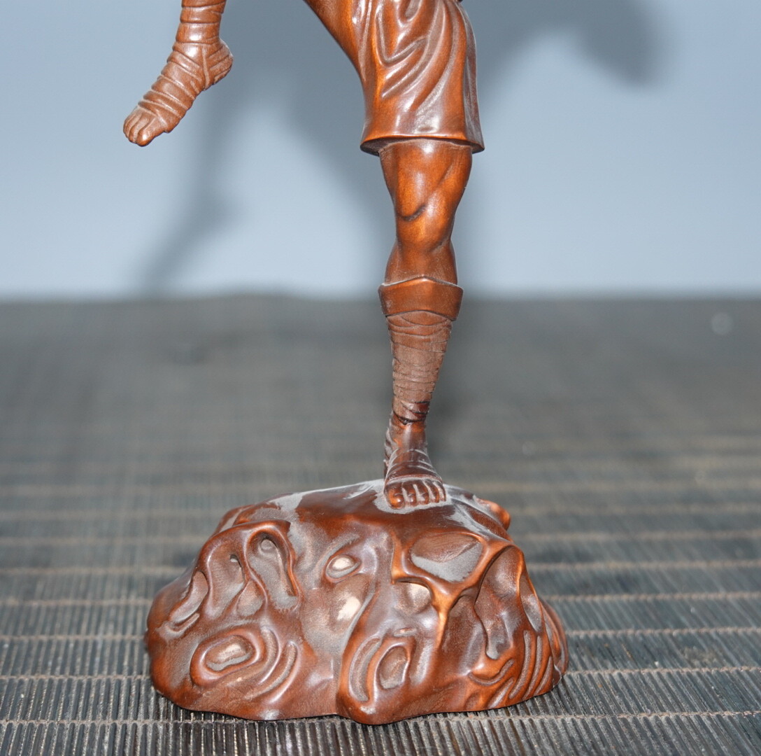 6.3″ Collect Chinese Box-wood Carving Blind Monk Stand Statue