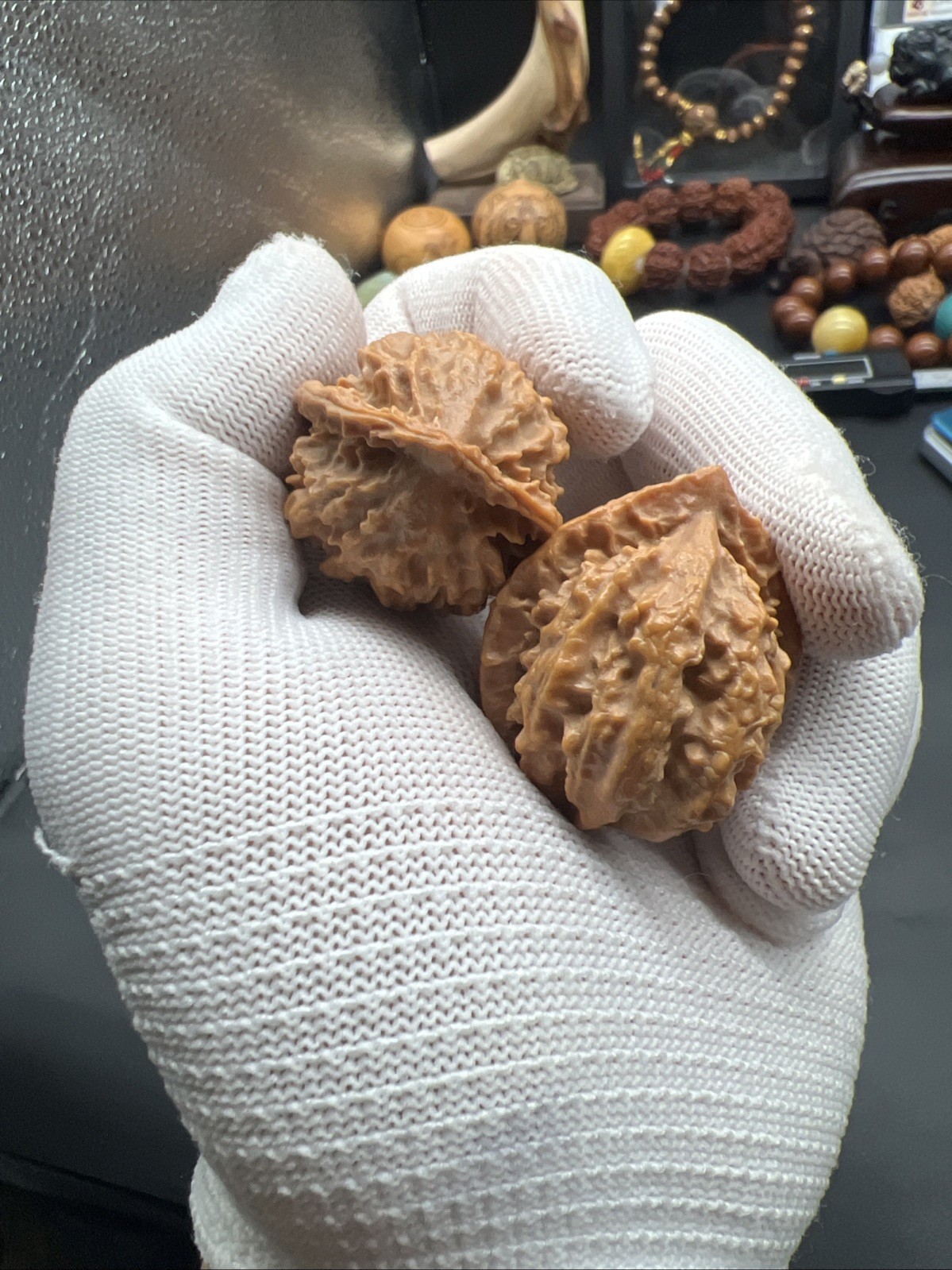 Pair of Match Chinese Health Small Walnut Collection精配文玩核桃🐉龙脊纹秋子小手捻