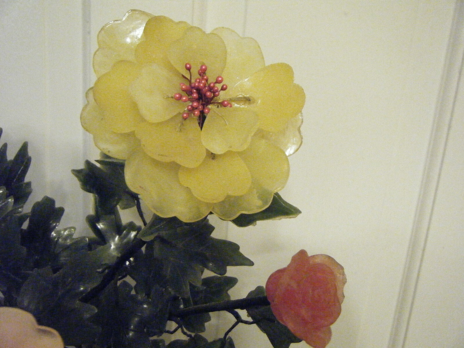 CHINESE GORGEOUS MULTI COLOR FLOWERS IN GLASS FLOWER POT