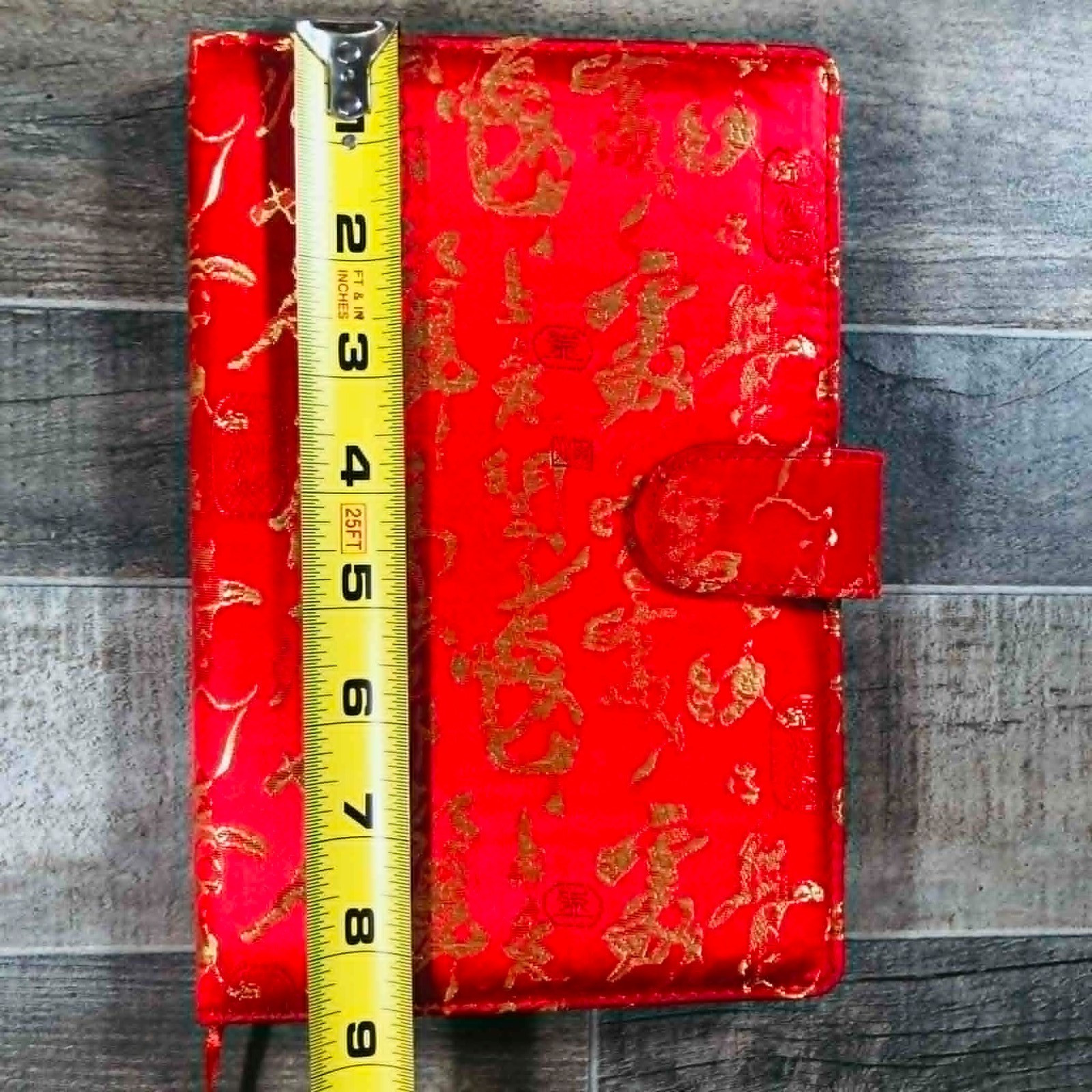 Traditional Chinese Silk Brocade Gift Set – Red Gold Notebook Mat Boxed Vtg