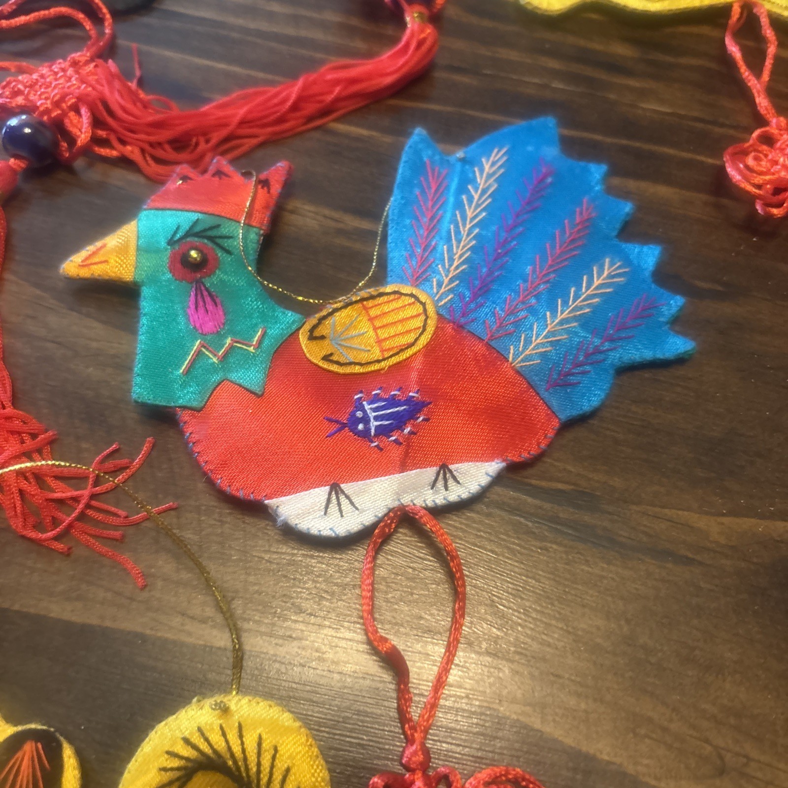 12 Handmade Chinese Embroidered Silk Animal Ornaments