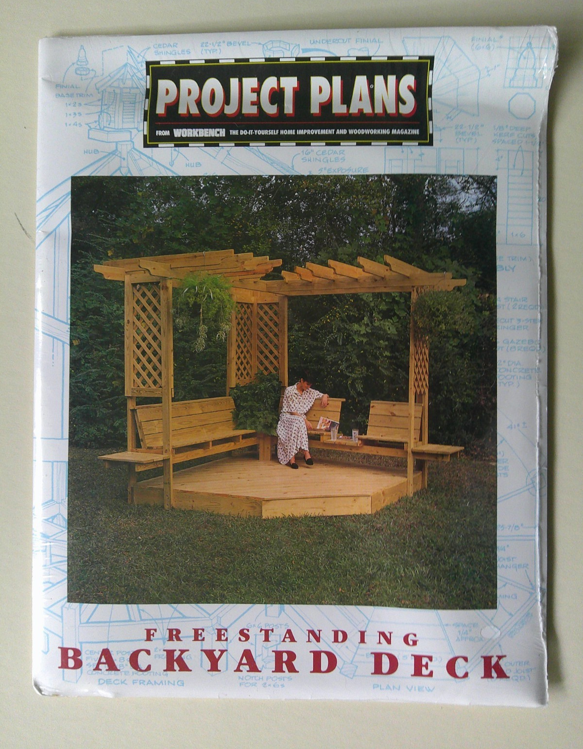 Freestanding Backyard Deck benches arbor woodworking pattern