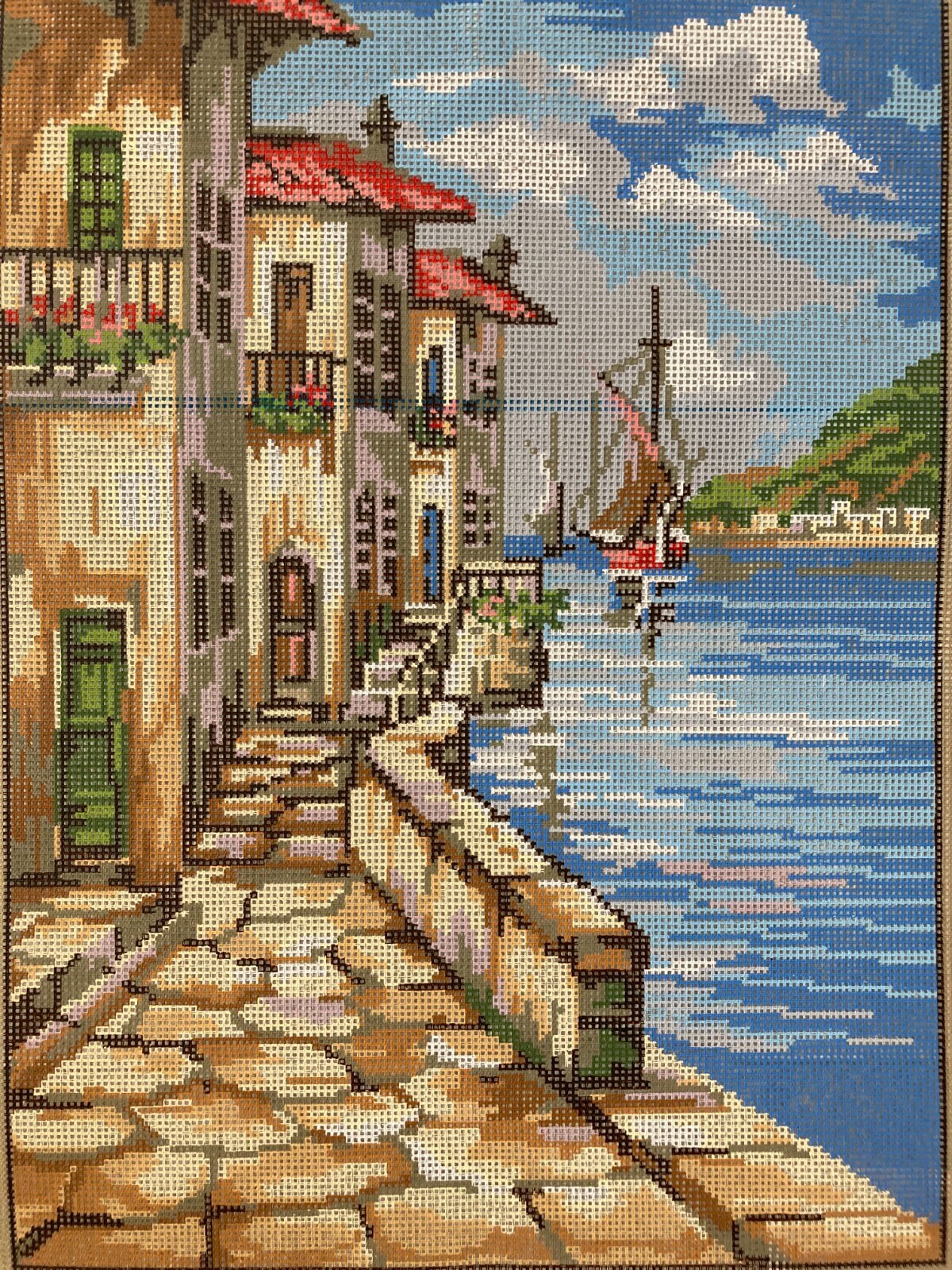 “Greece Morning” Printed Canvas or Threads Kit for Needlepoint Orchidea 14743