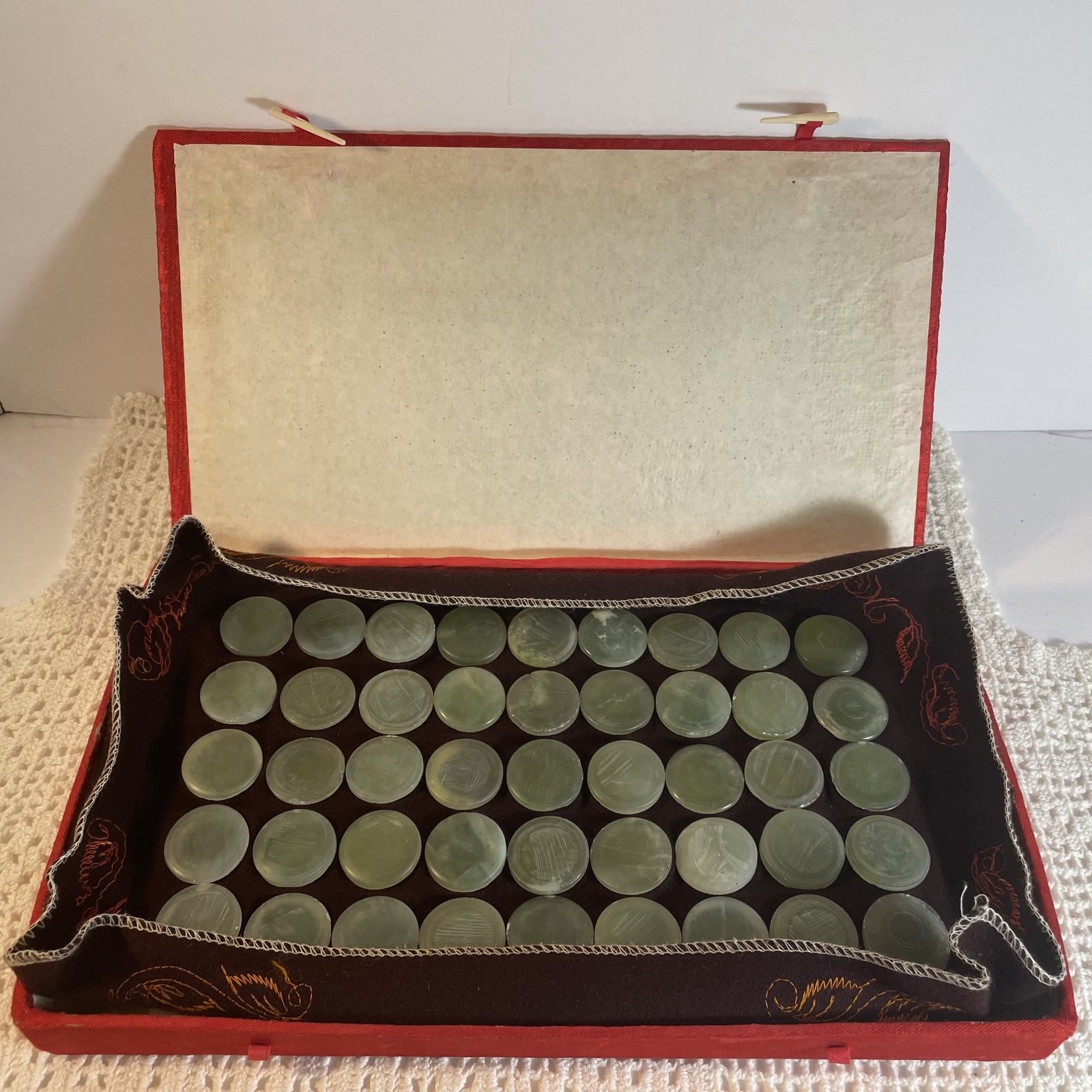 Vintage Chinese Jade Health Pillow w/ Wooden Box | Healing Neck Rest Oriental