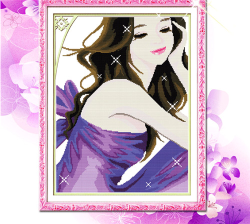 “Girl” Angel color background cross stitch kits -46cm*59cm