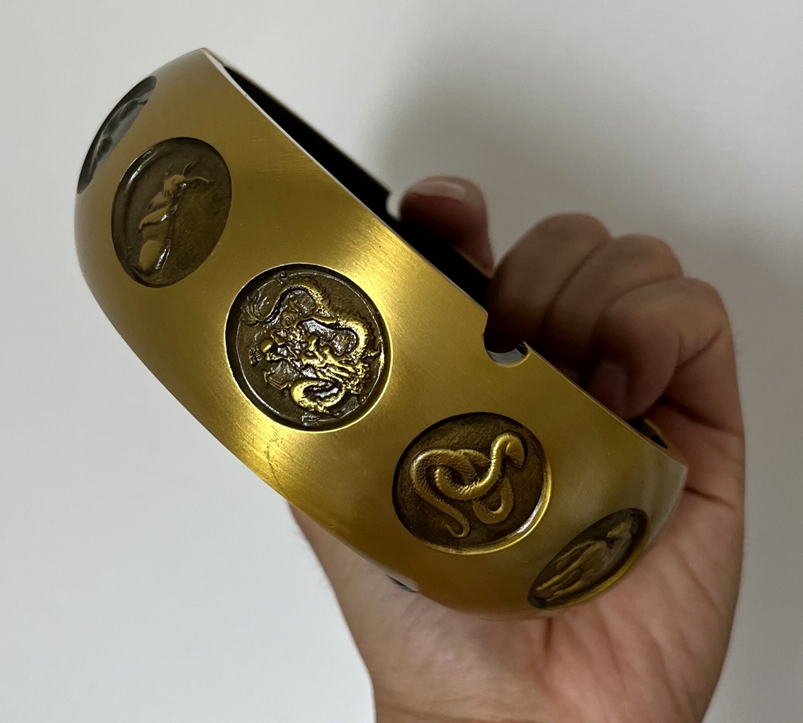 Brass Smoking Cigarette Ashtray Chinese 12 Zodiac Animal Pot Statue Home Decor