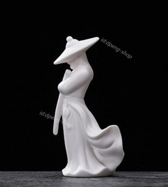 5.5″Chinese White Porcelain Ceramics Chivalrous Expert Figurine Statue Statues
