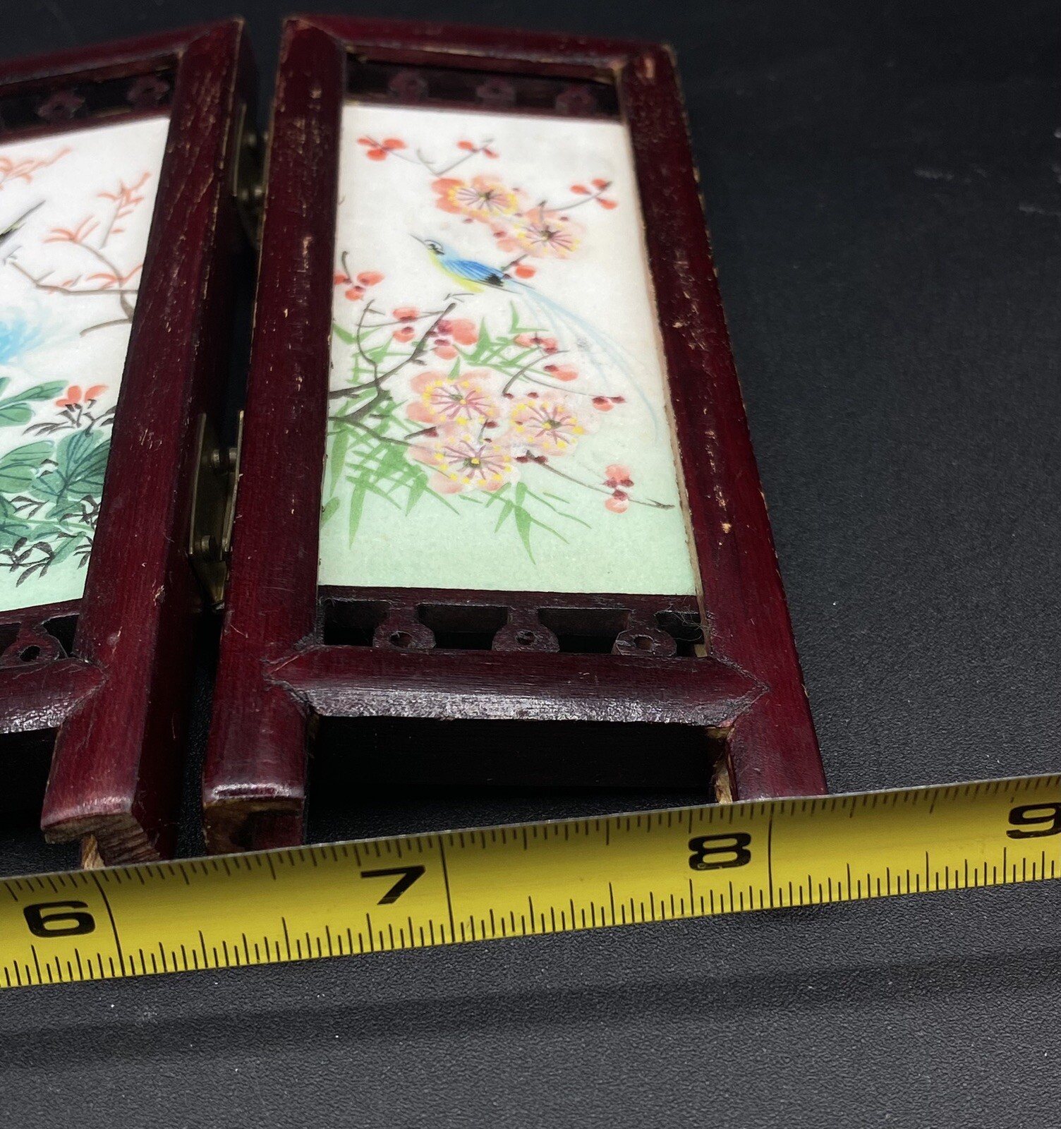 Chinese Table Top 4 Screen Hand Painted Marble Mini Tiles 8.25” x 5”
