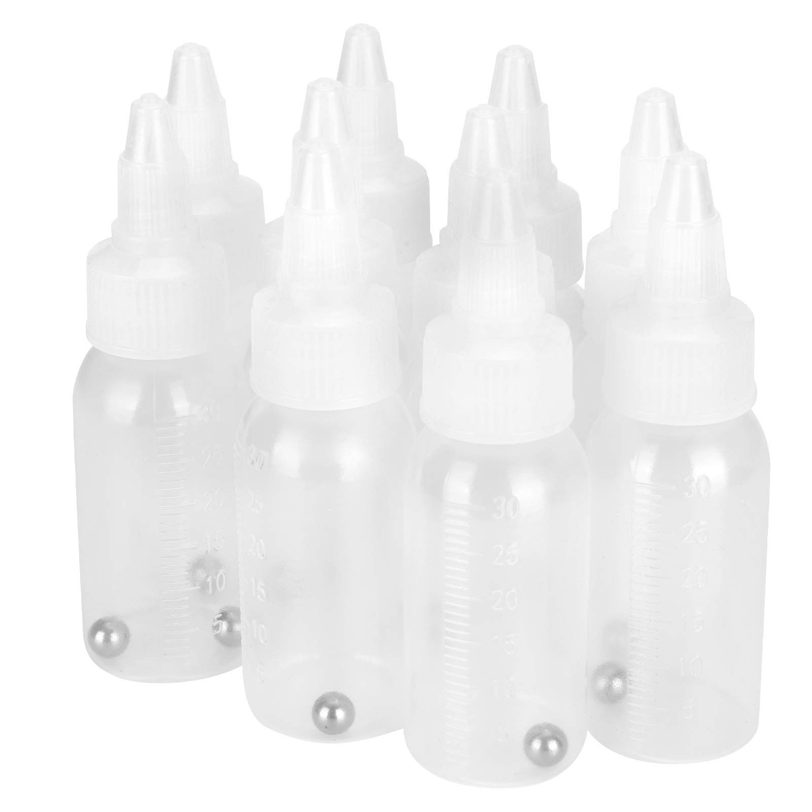 10 Pack 1oz Airbrush Paint Bottles Jars with Ball Jar Mixer Squirt Lid