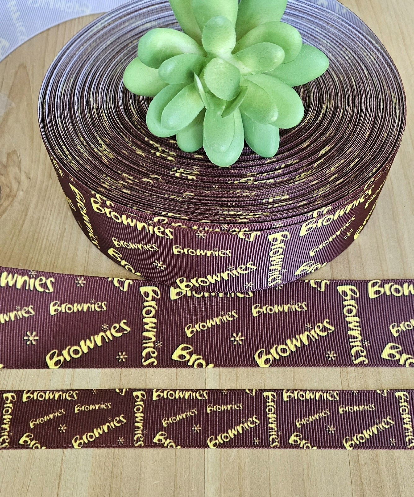 7/8 & 1.5” (1 YD) Girl Scout Brownies Grosgrain Ribbon Hair Bows Sewing Ribbon