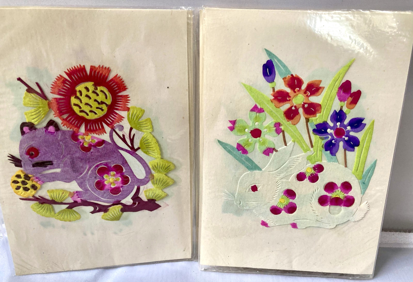 Vintage Chinese Zodiac Images: 12 Painted Embossed Fold Out Horoscope Cards