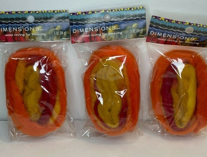 Dimensions FeltWorks Needle Felting Wool Roving Warm Orange Red Yellow 3 Packs