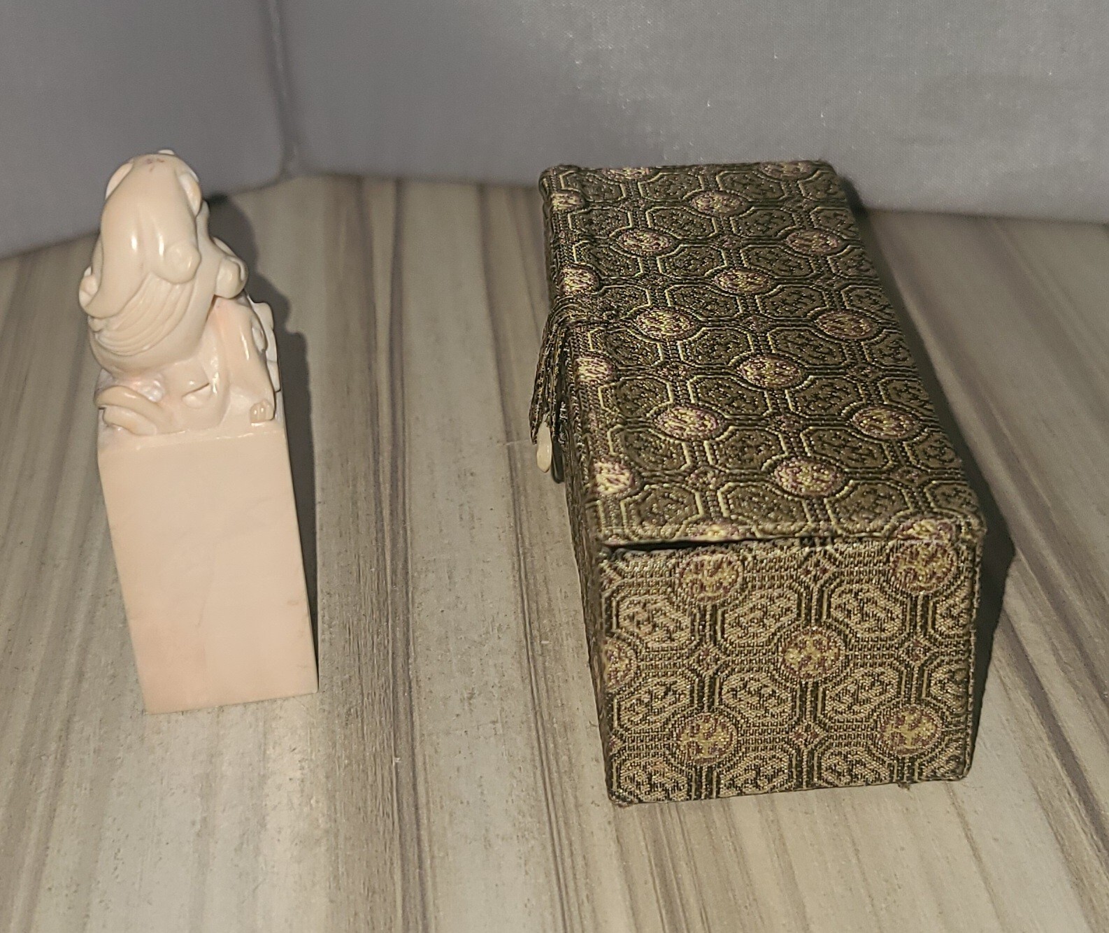 Vintage Chinese Foo Dog Lion Hand Carved Stone With Case