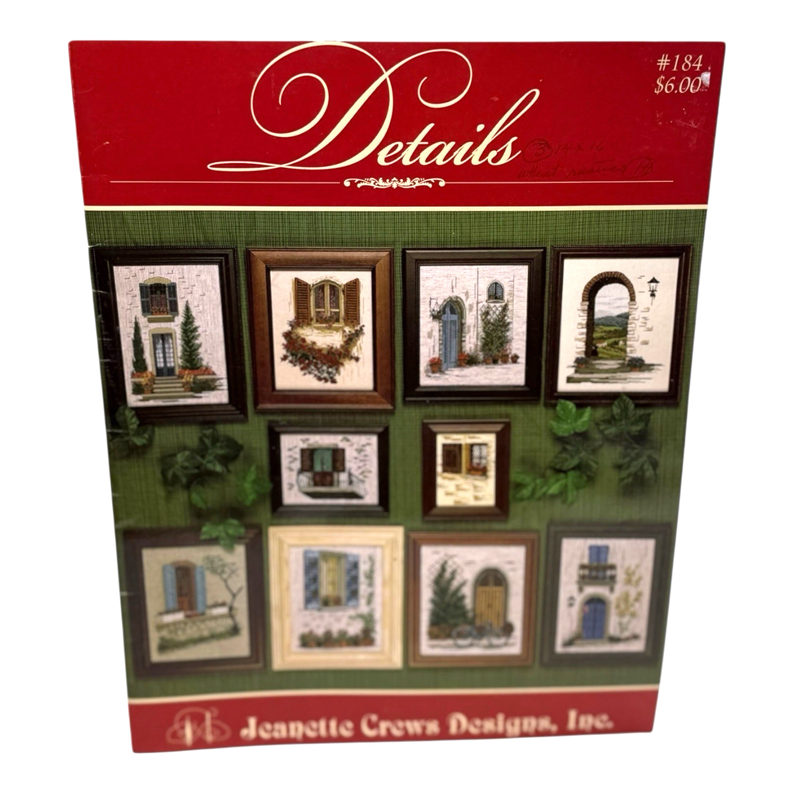 1999 Jeanette Crews Designs Details Cross Stitch Booklet #184 Windows Doors