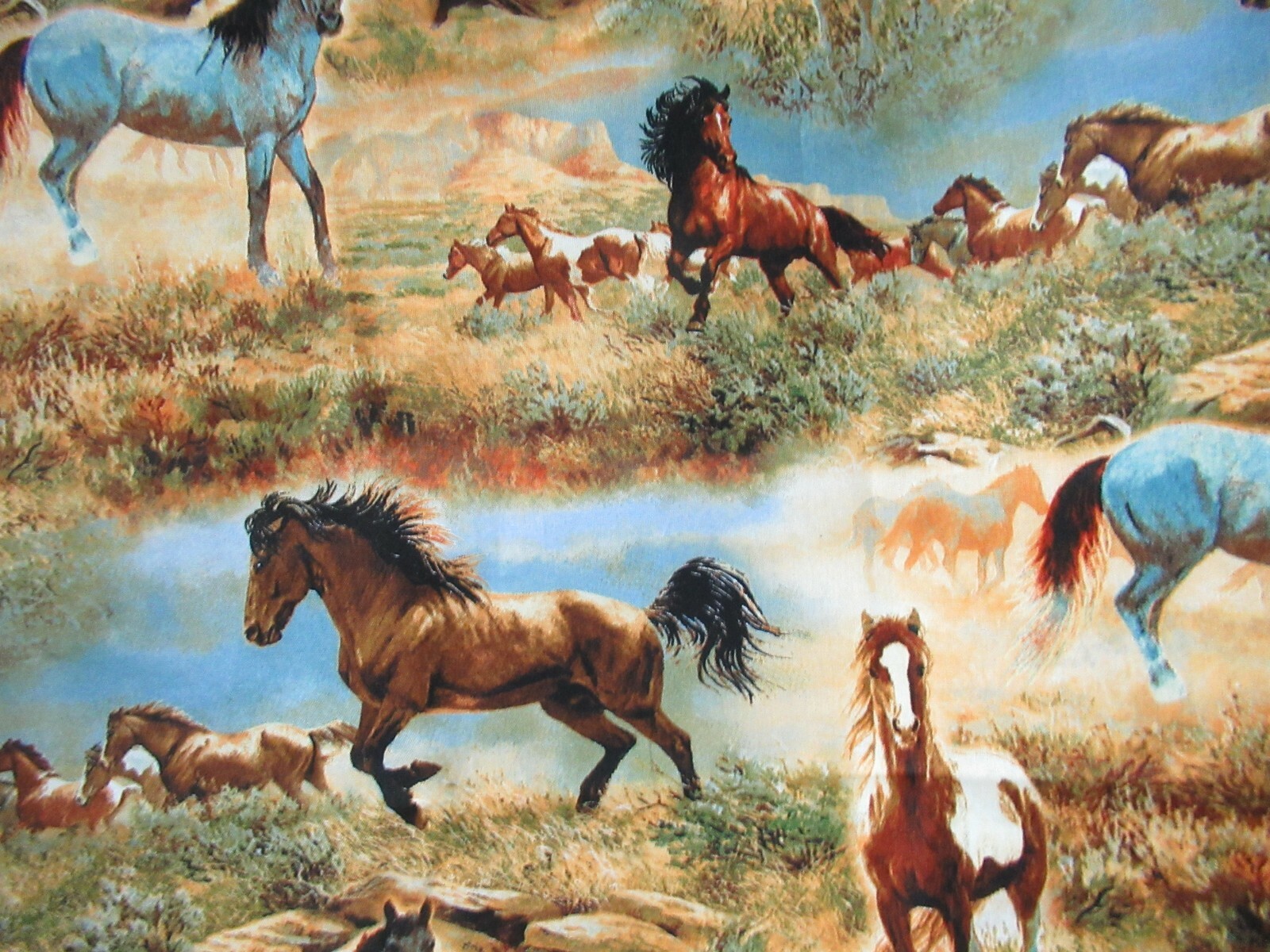Wild Horses Wild Wings David Textiles Quilting Cotton Fabric 1YD X 44″W NEW