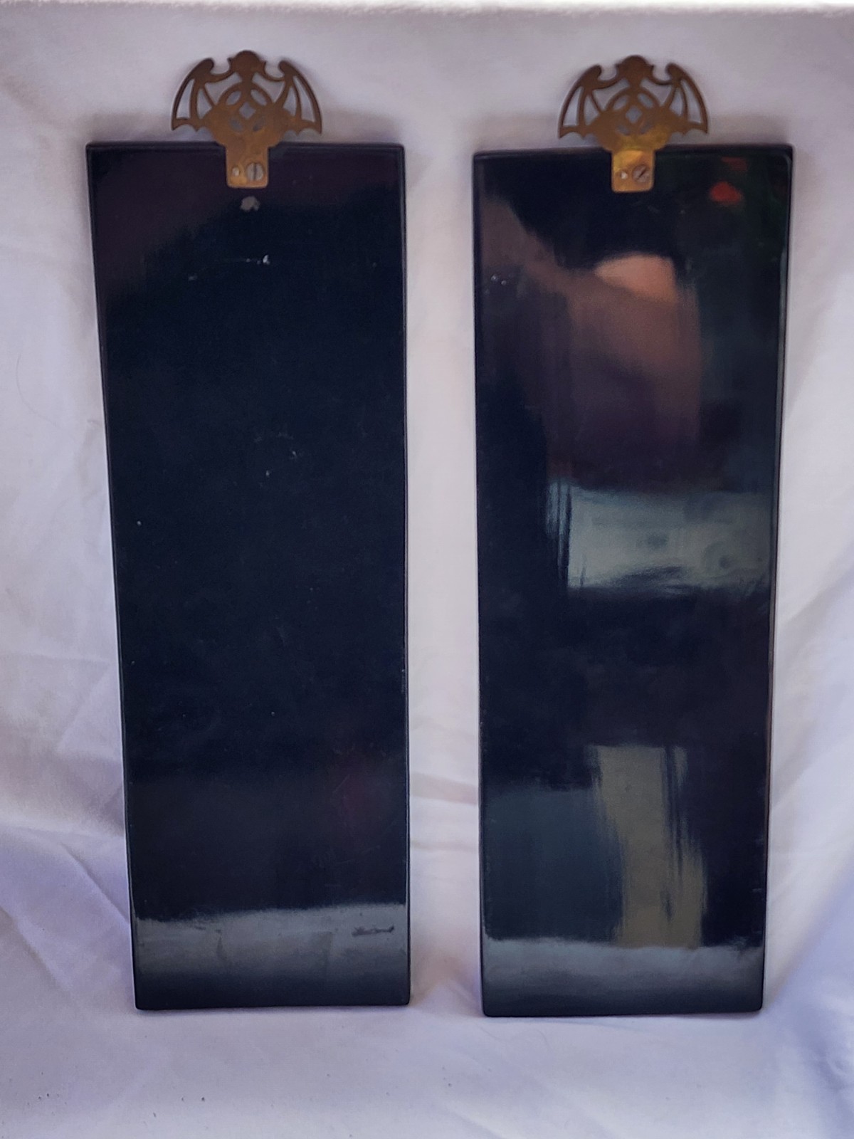 MCM Chinese Black Lacquer Mother of Pearl Inlaid Motif 4-Season Wall Art 12″x 4″