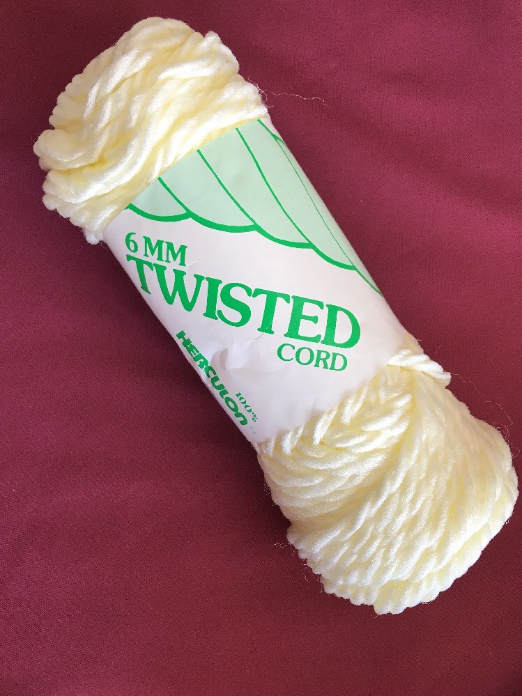 Pale Yellow Herculon 6mm Twisted Macrame Cord Made In USA