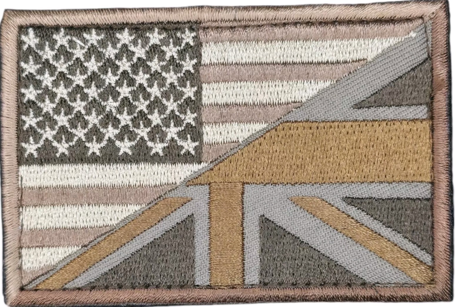 UNITED KINGDOM / USA COUNTRY FLAG UK BRITISH EMBLEM DESERT TACTICAL HOOK PATCH