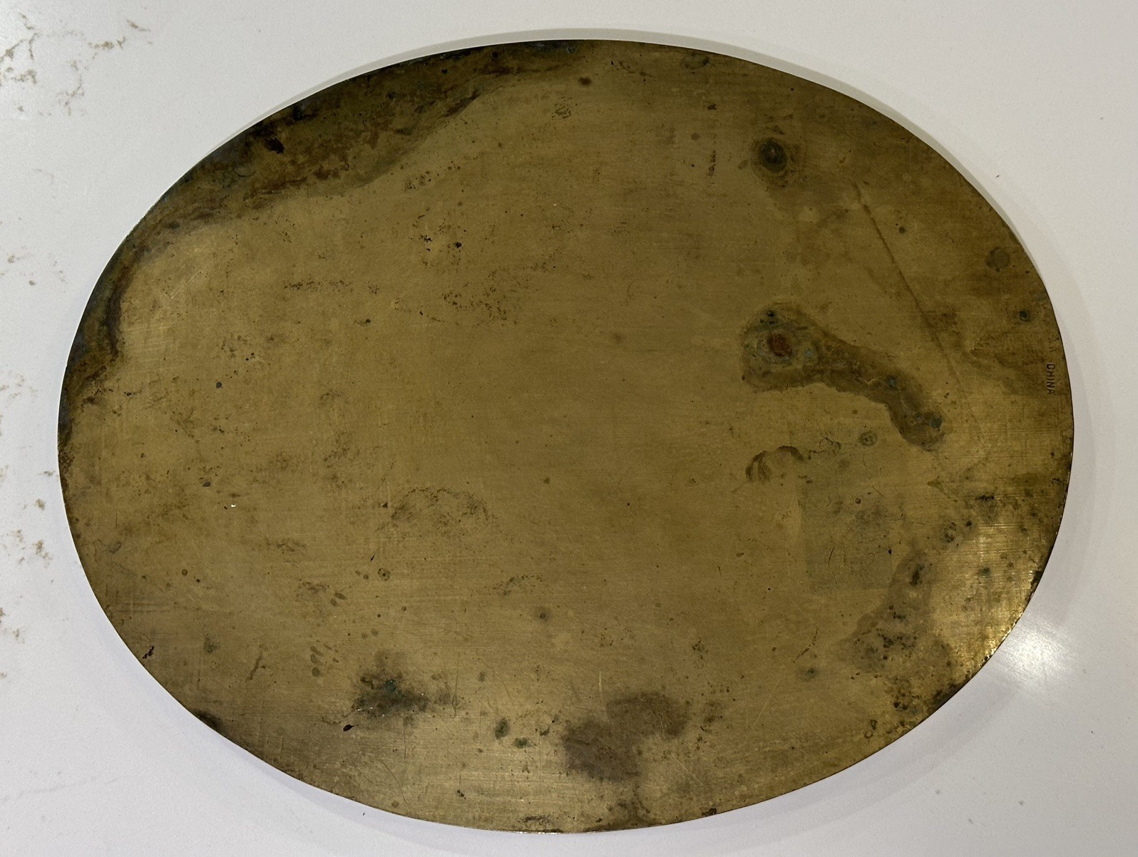 Vintage Chinese Oval Copper Tray-Metal Platter For Home Decoration man/woman