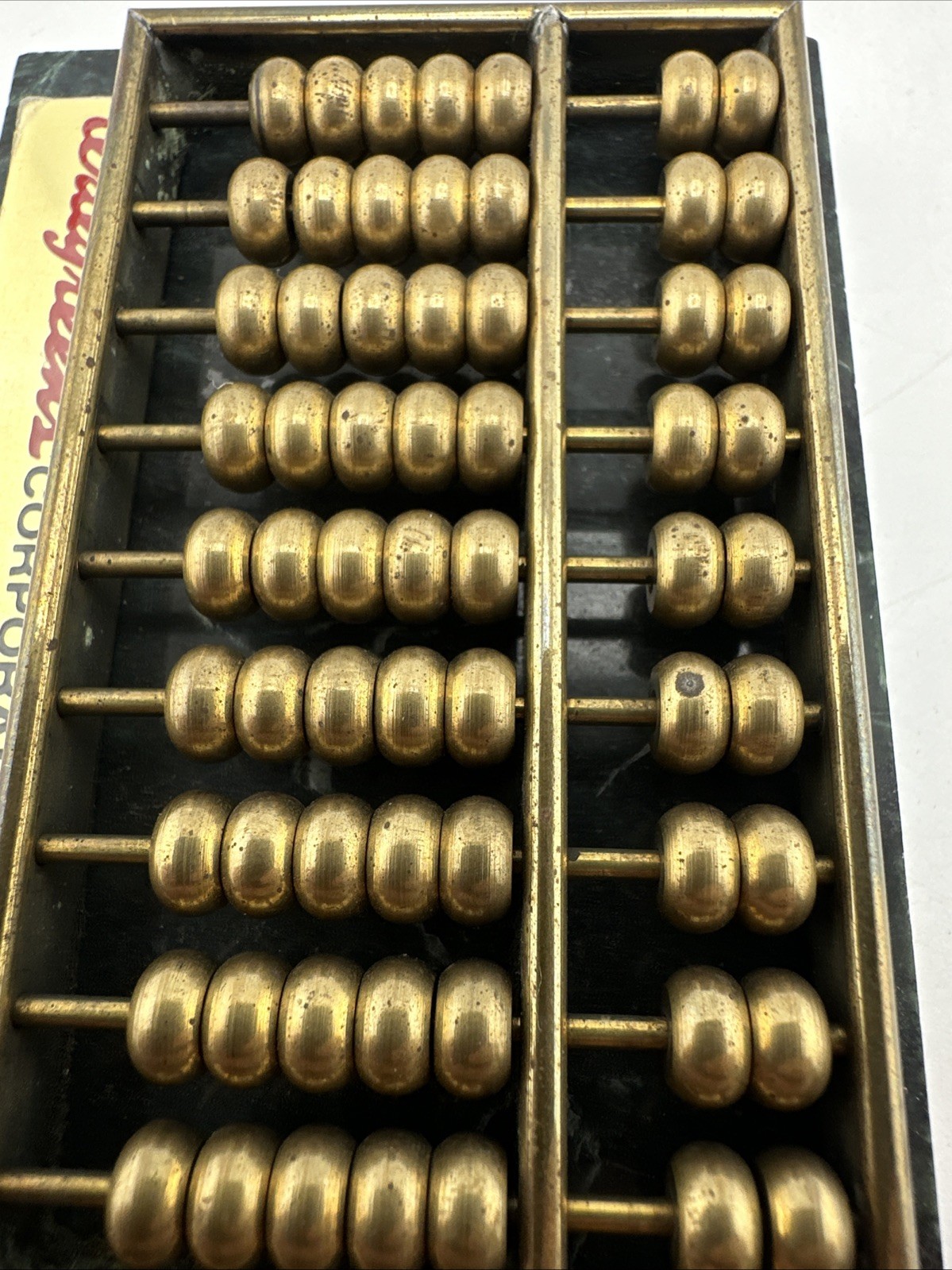 Mini Brass Abacus on Marble Base Desk Decor Paperweight Walgreens Vtg 3.75” Long