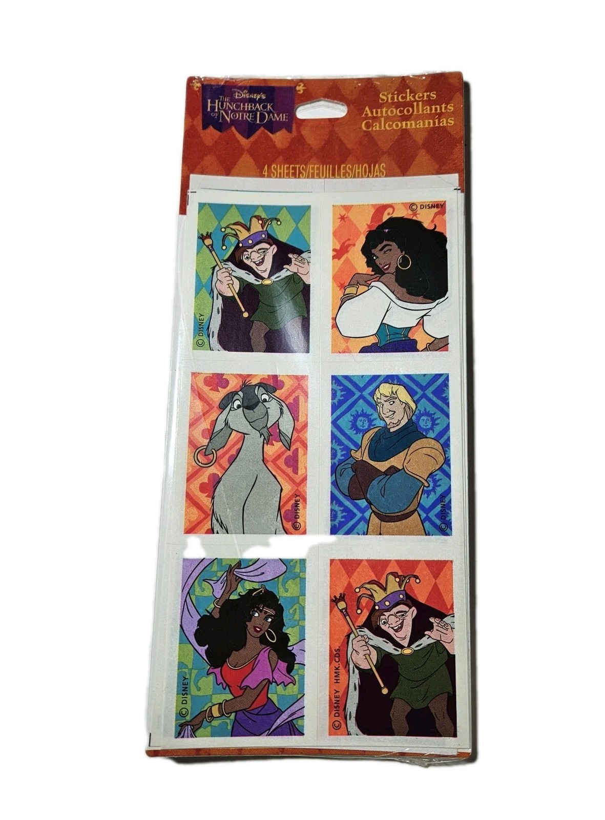 Hallmark Stickers Disney HUNCHBACK OF NOTRE DAME 4 Sheets New Vtg