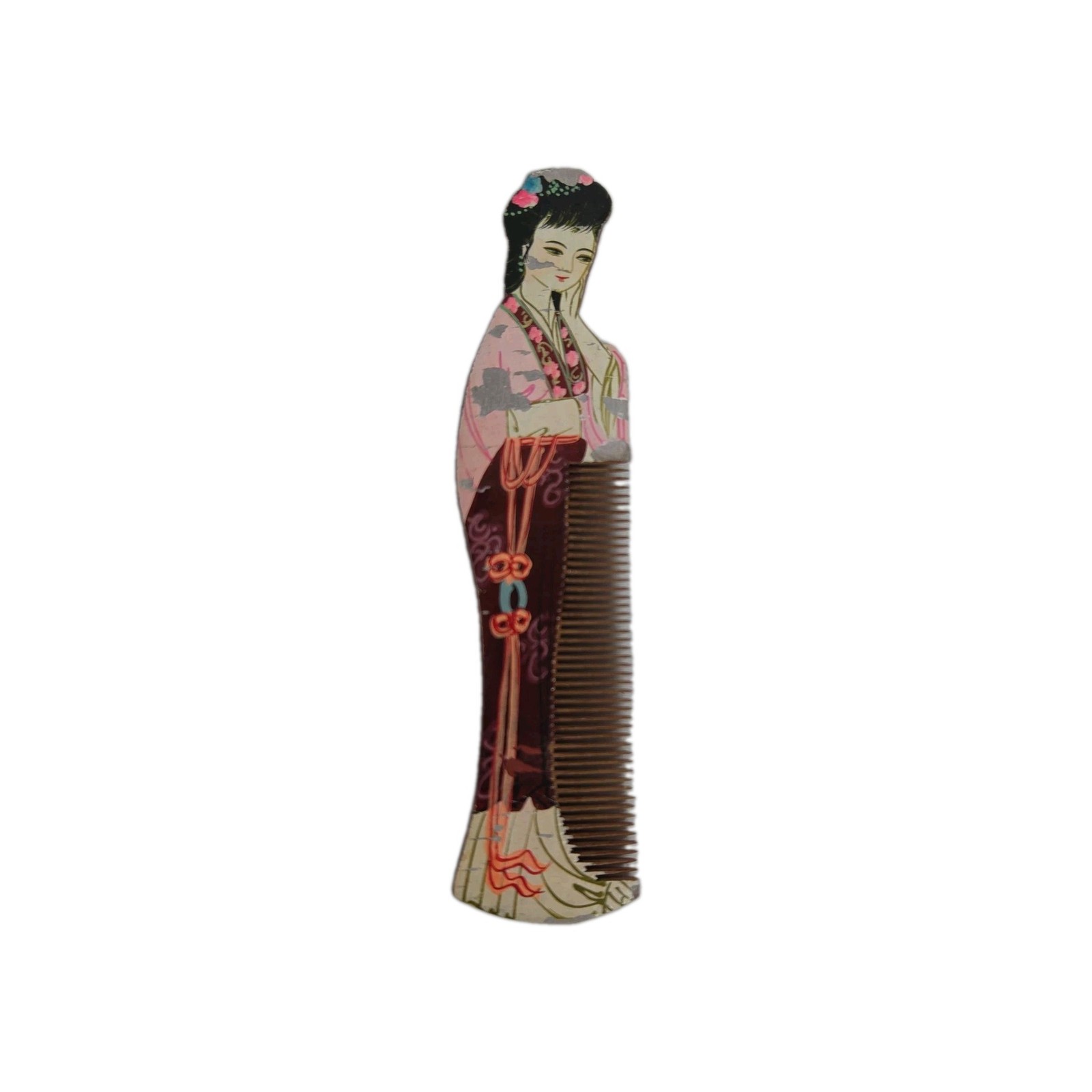 Wood Hair Comb Girl Comb China Gong Shu Ming Bi Folk Art Chinese Com 4.5 Inch